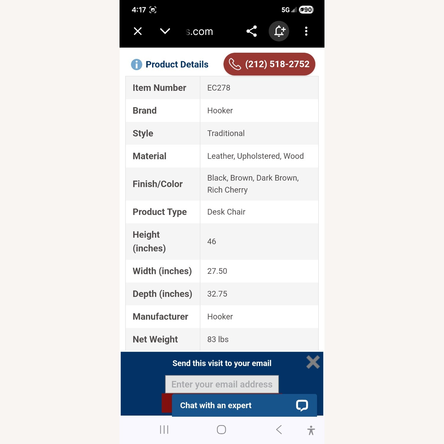 Hooker Furniture Corporation Seven Seas Office Chair - image-8