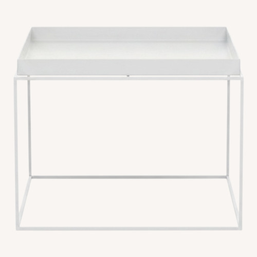 Used Hay Tray Table White Metal Coffee Table for sale on AptDeco