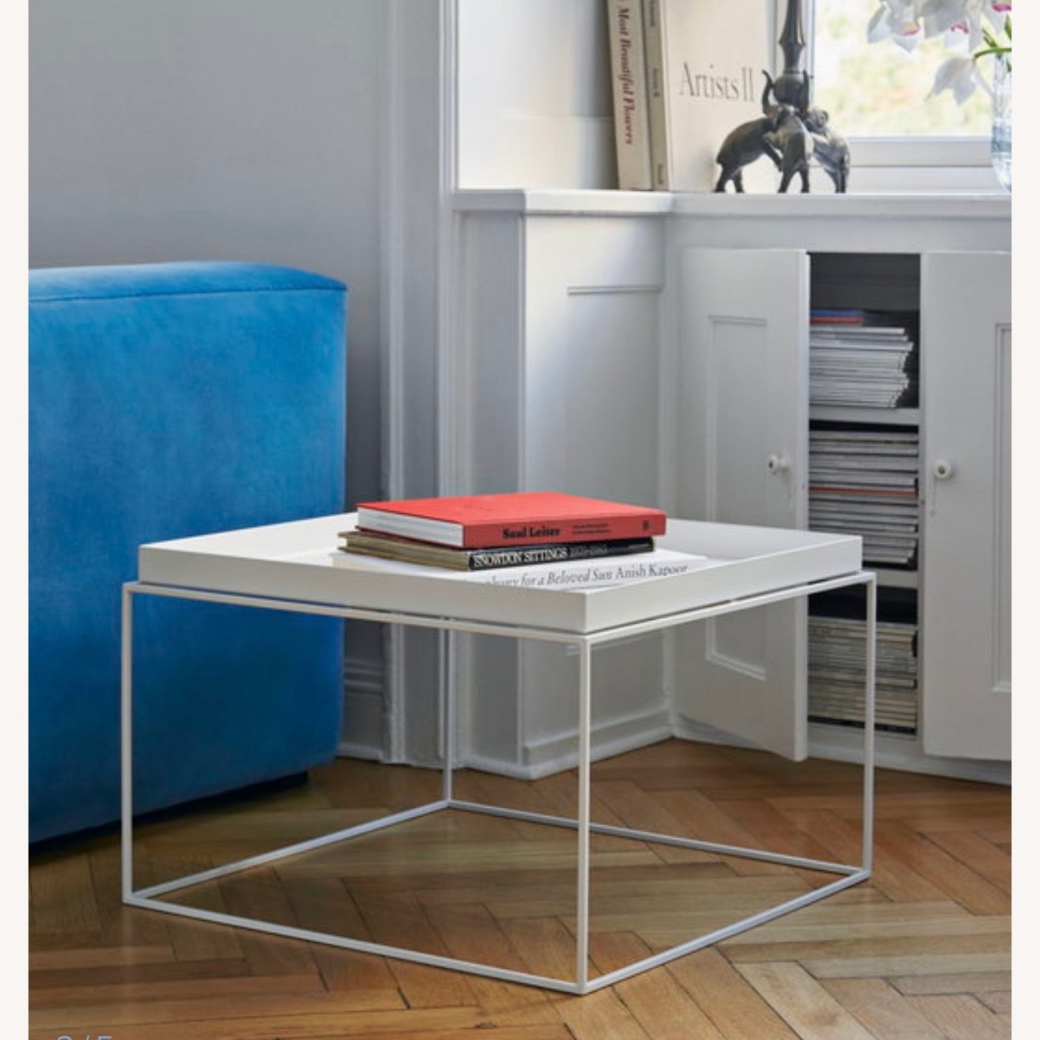 Hay Tray Table White Metal Coffee Table - image-4