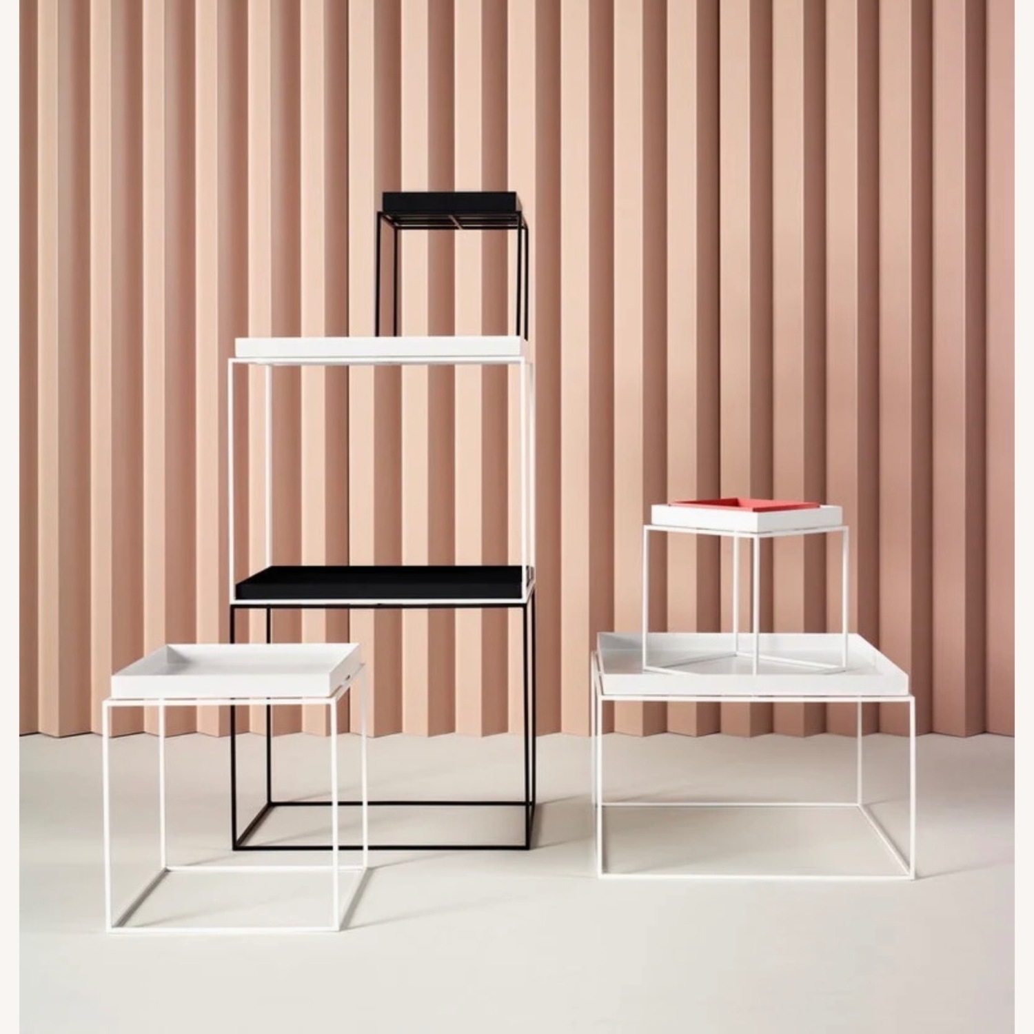 Hay Tray Table White Metal Coffee Table - image-5