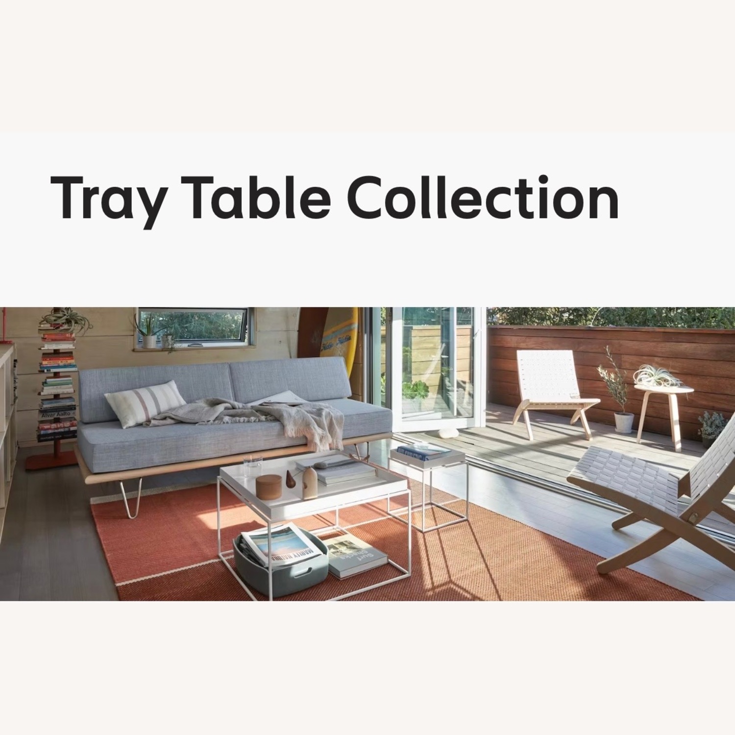 Hay Tray Table White Metal Coffee Table - image-1