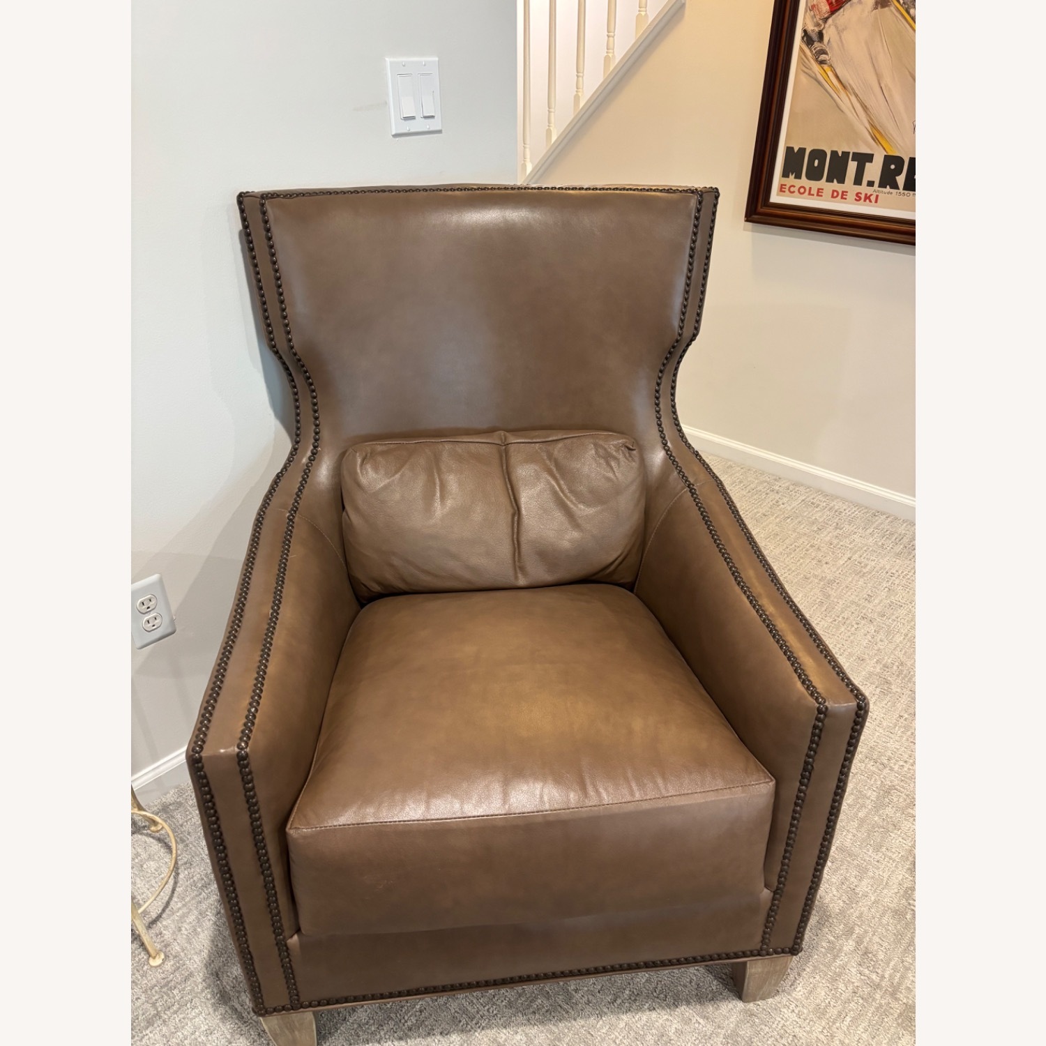 Light Brown Leather Armchair - image-1
