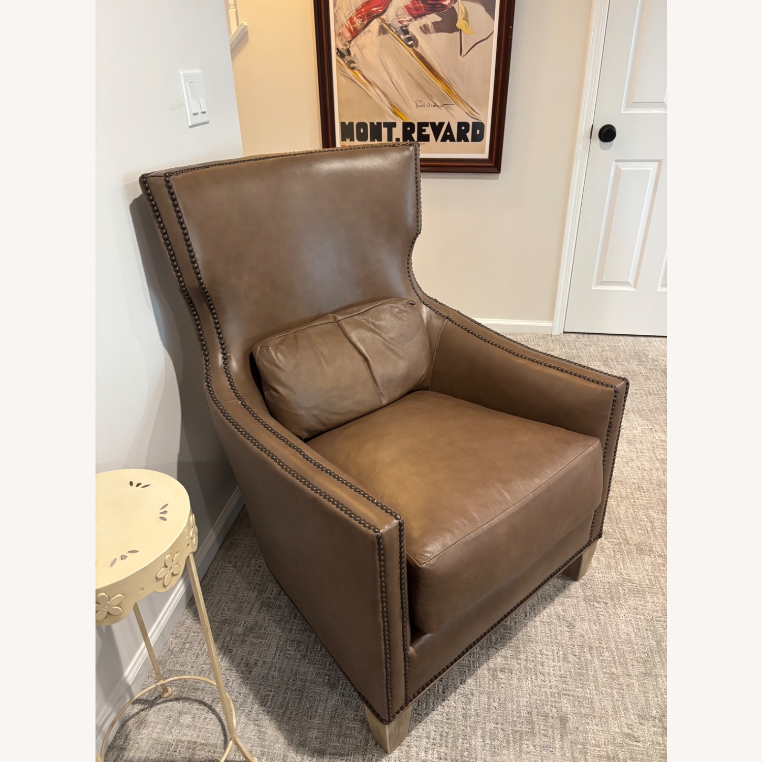 Light Brown Leather Armchair - image-2