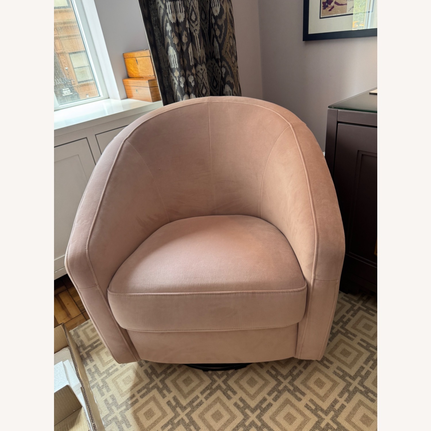 Babyletto Madison Pink Velvet Swivel Glider Chair - image-4