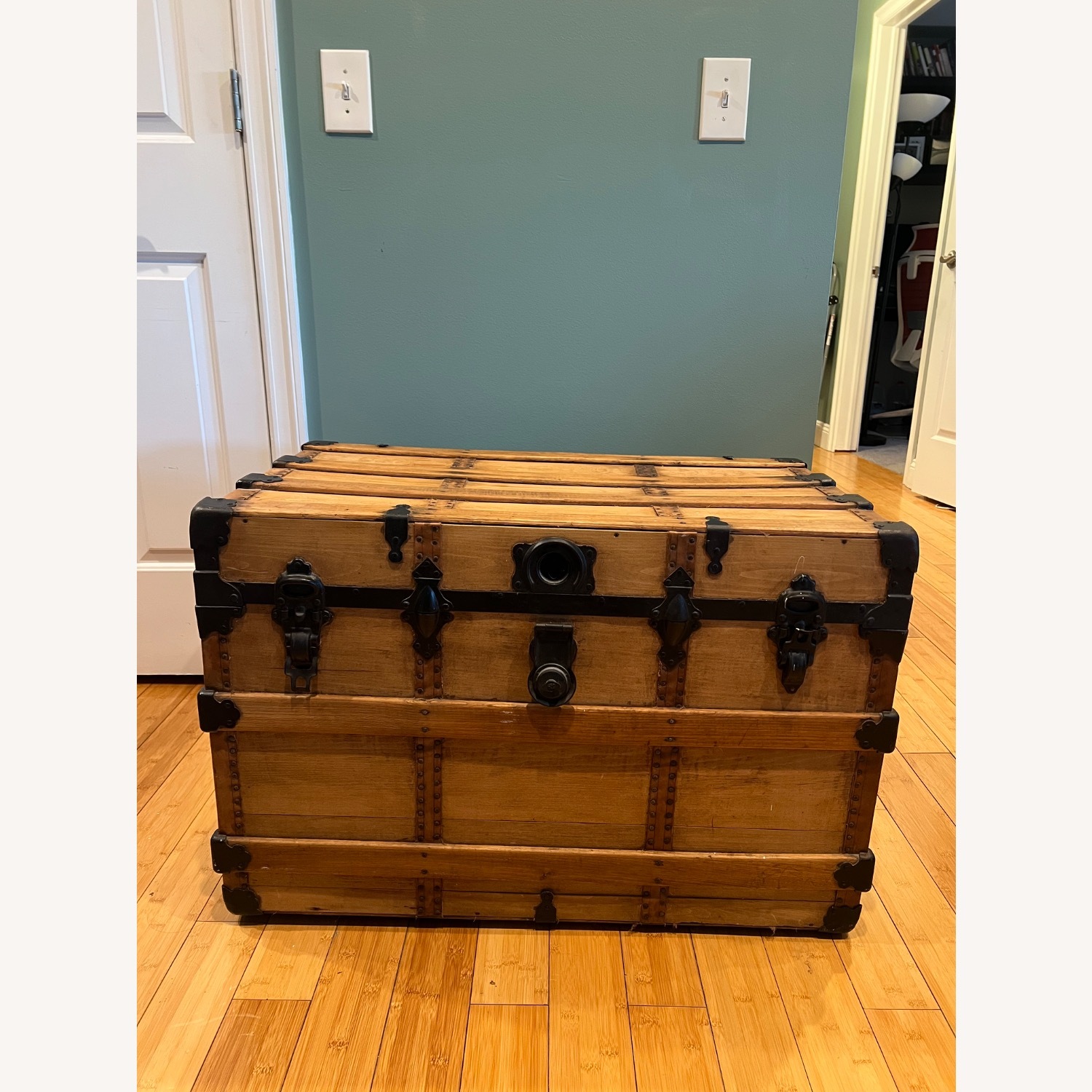 Vintage/Antique Light Brown Wood Chest - image-6