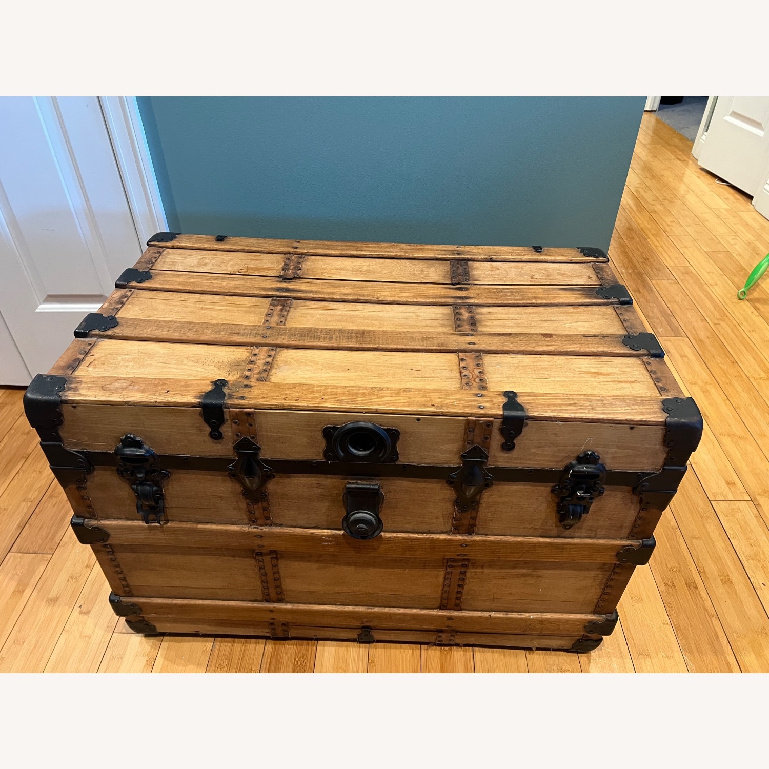 Vintage/Antique Light Brown Wood Chest - image-2