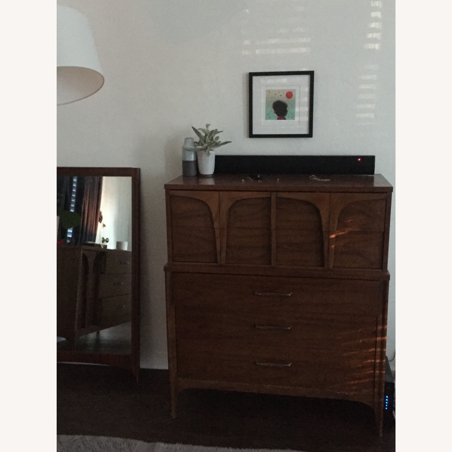 Walnut Original Mid Century Tall Dresser Highboy - image-2