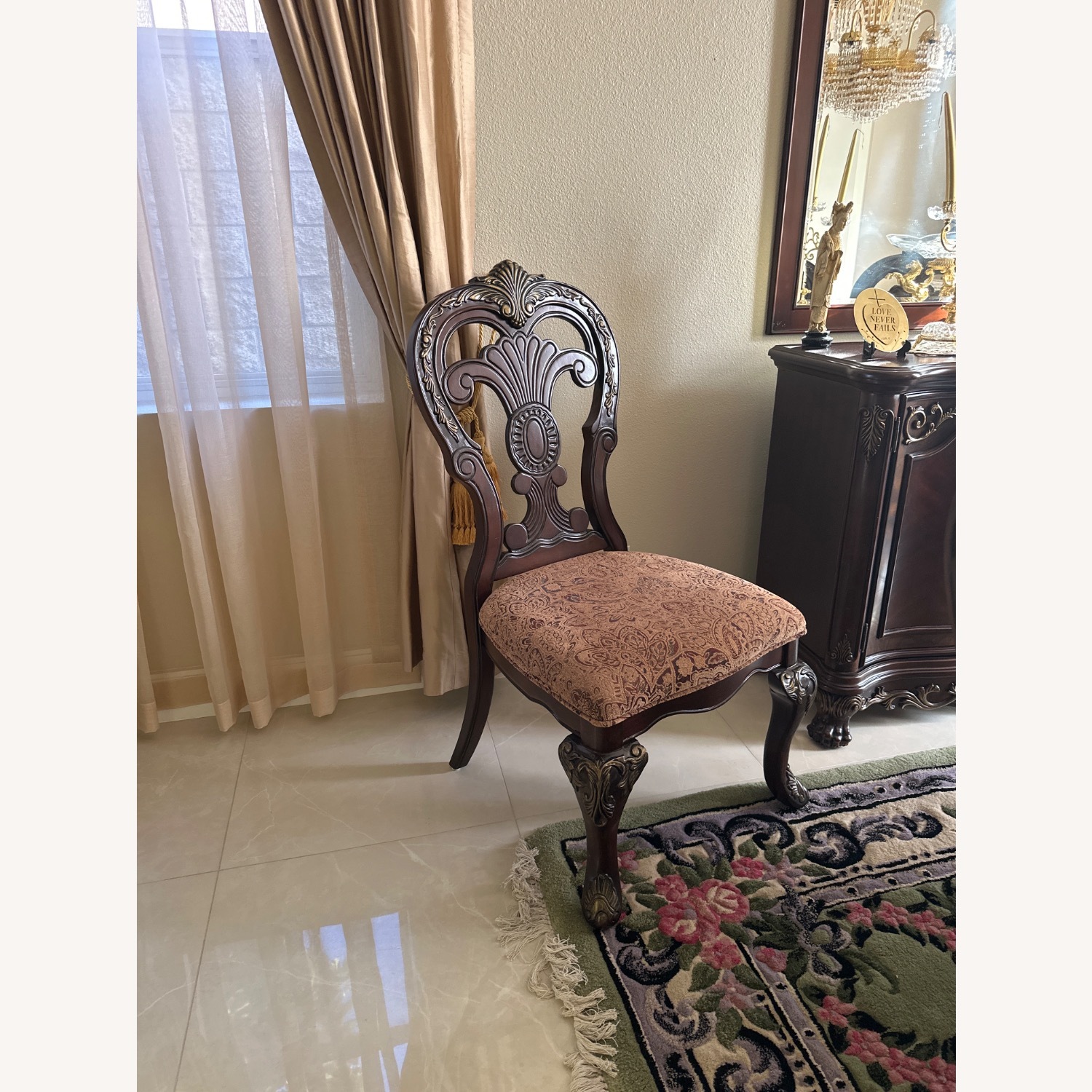 Brown Cherry Oak Wood Chair - image-7