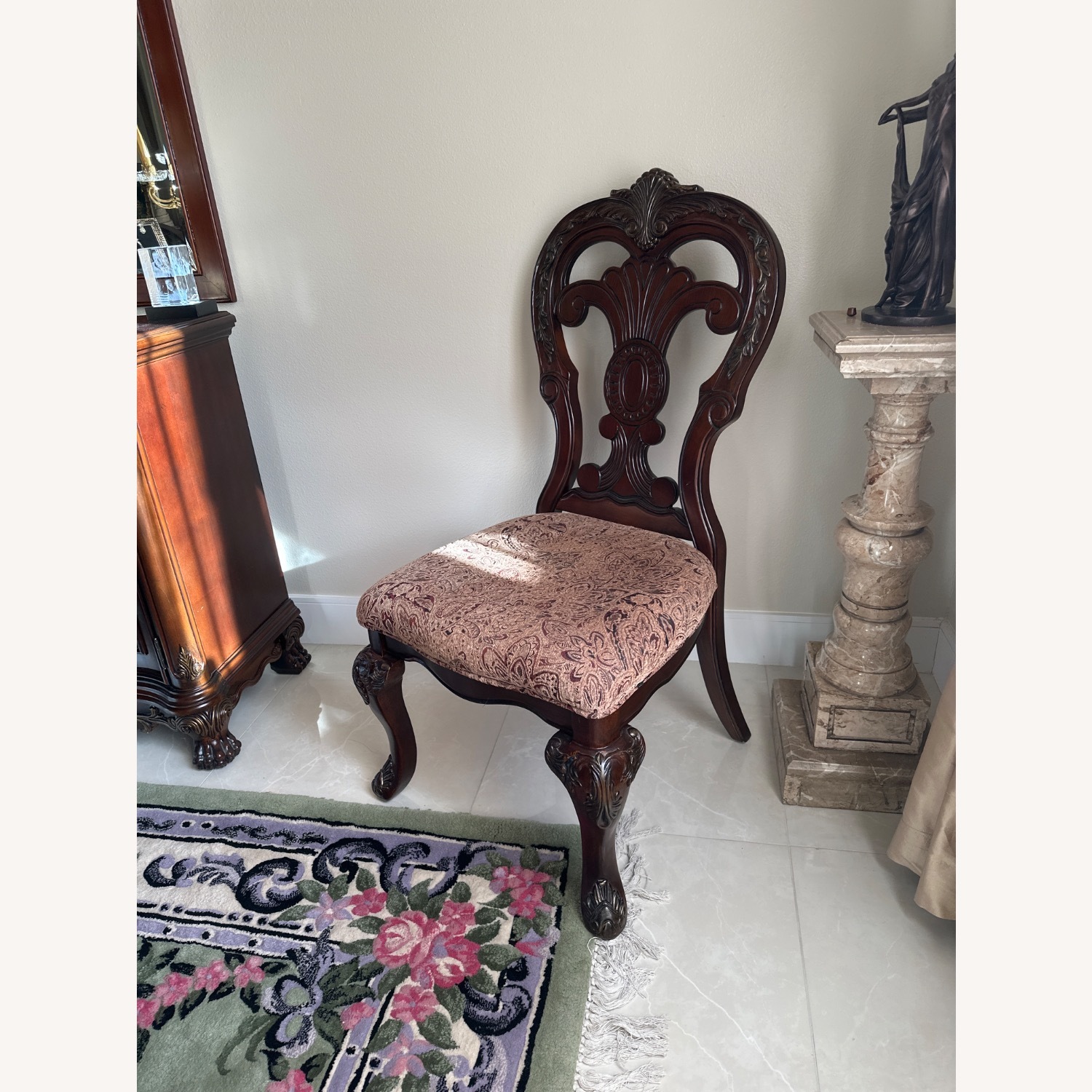 Brown Cherry Oak Wood Chair - image-3