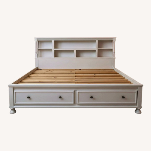 Used Ashley Furniture White Wood Full Bed for sale on AptDeco