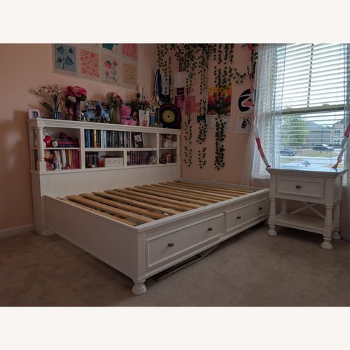 Used Ashley Furniture White Wood Full Bed for sale on AptDeco