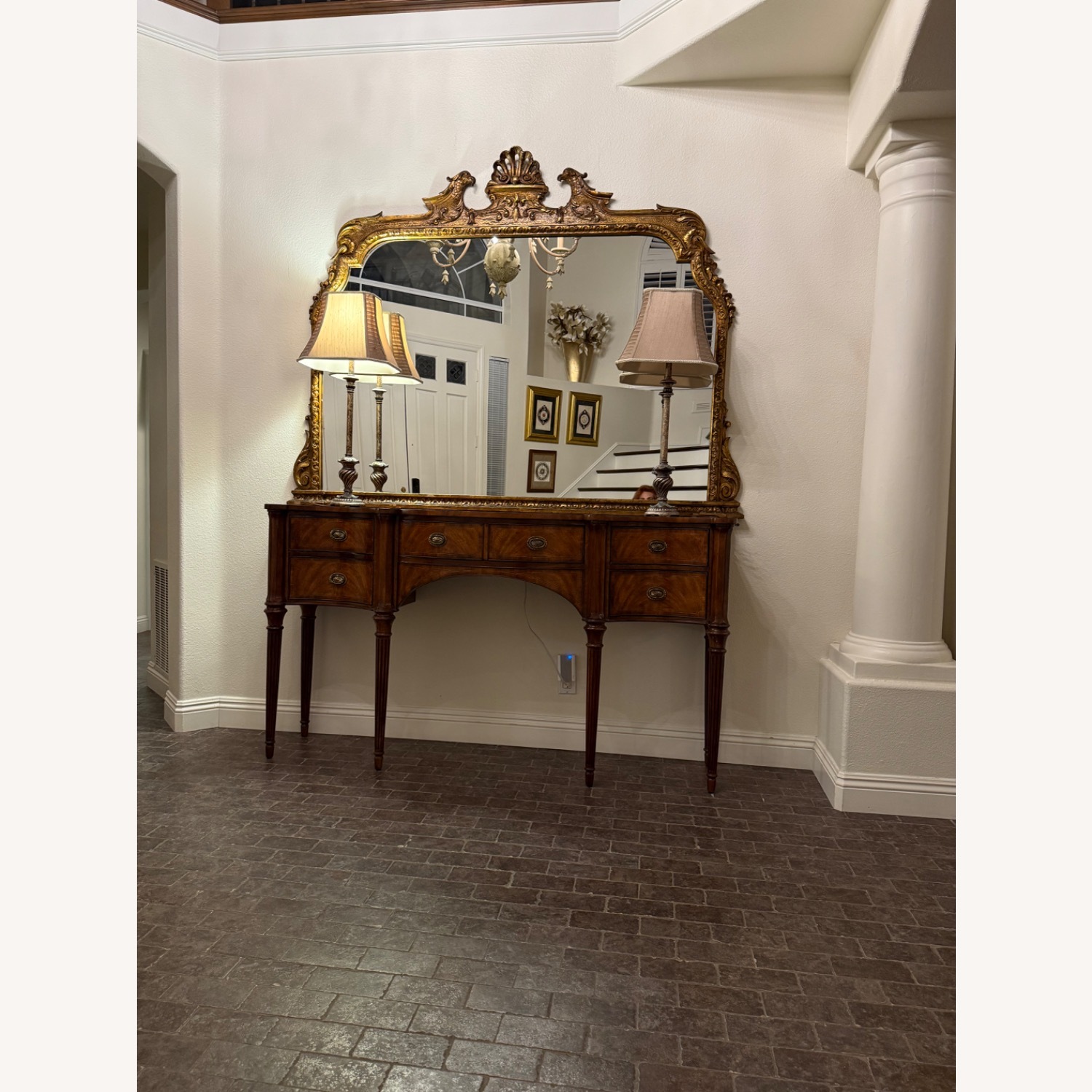 Antique Gold Wood Wall Mirror - image-3