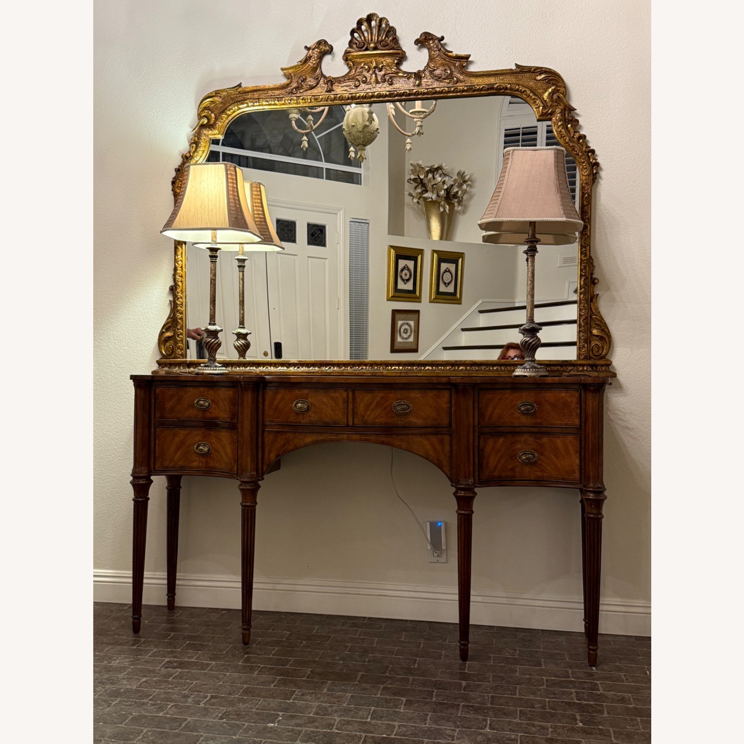 Antique Gold Wood Wall Mirror - image-2