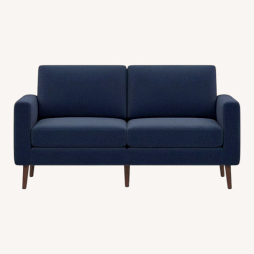 Used Burrow Nomad Blue Velvet Loveseat for sale on AptDeco
