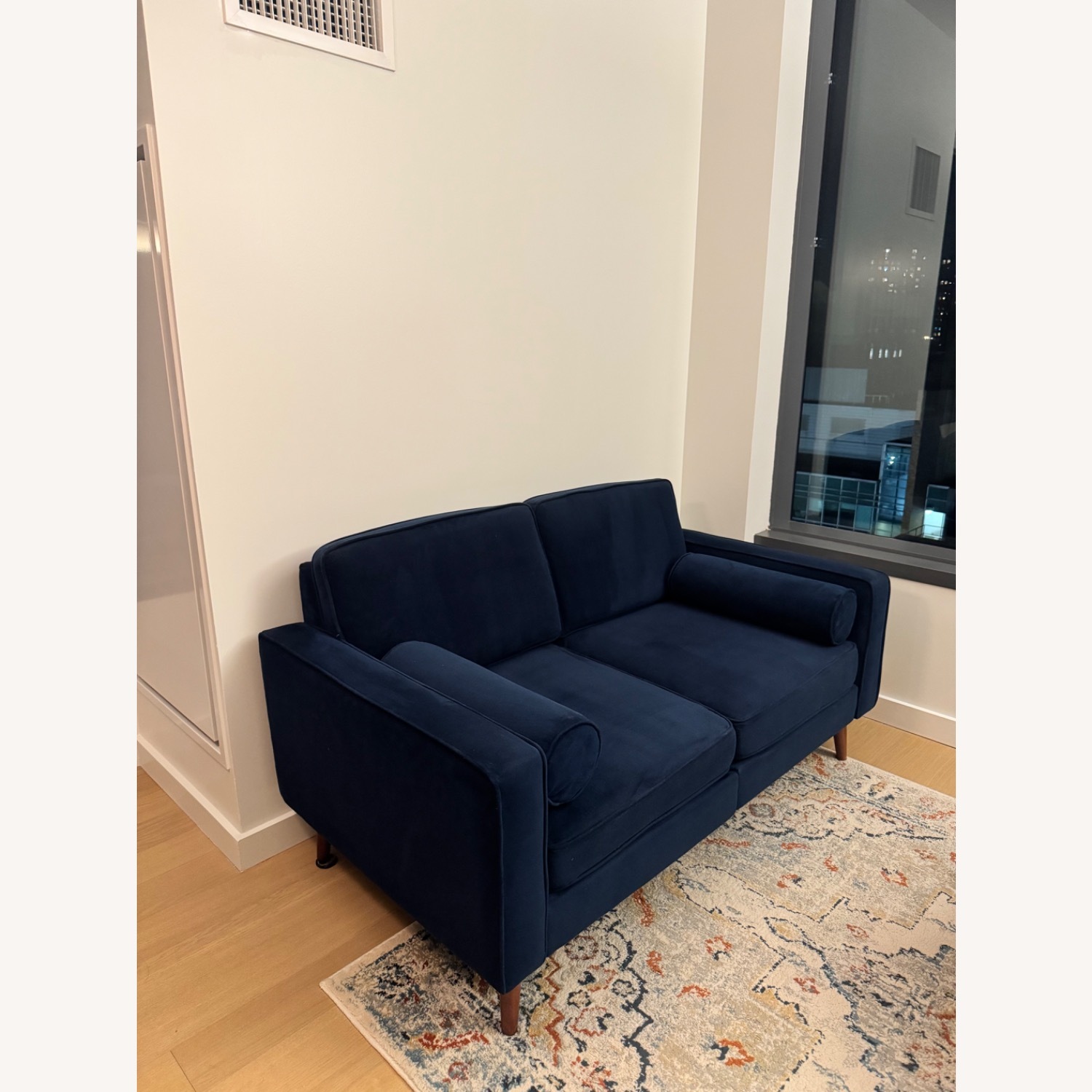 Burrow Nomad Blue Velvet Loveseat - image-1