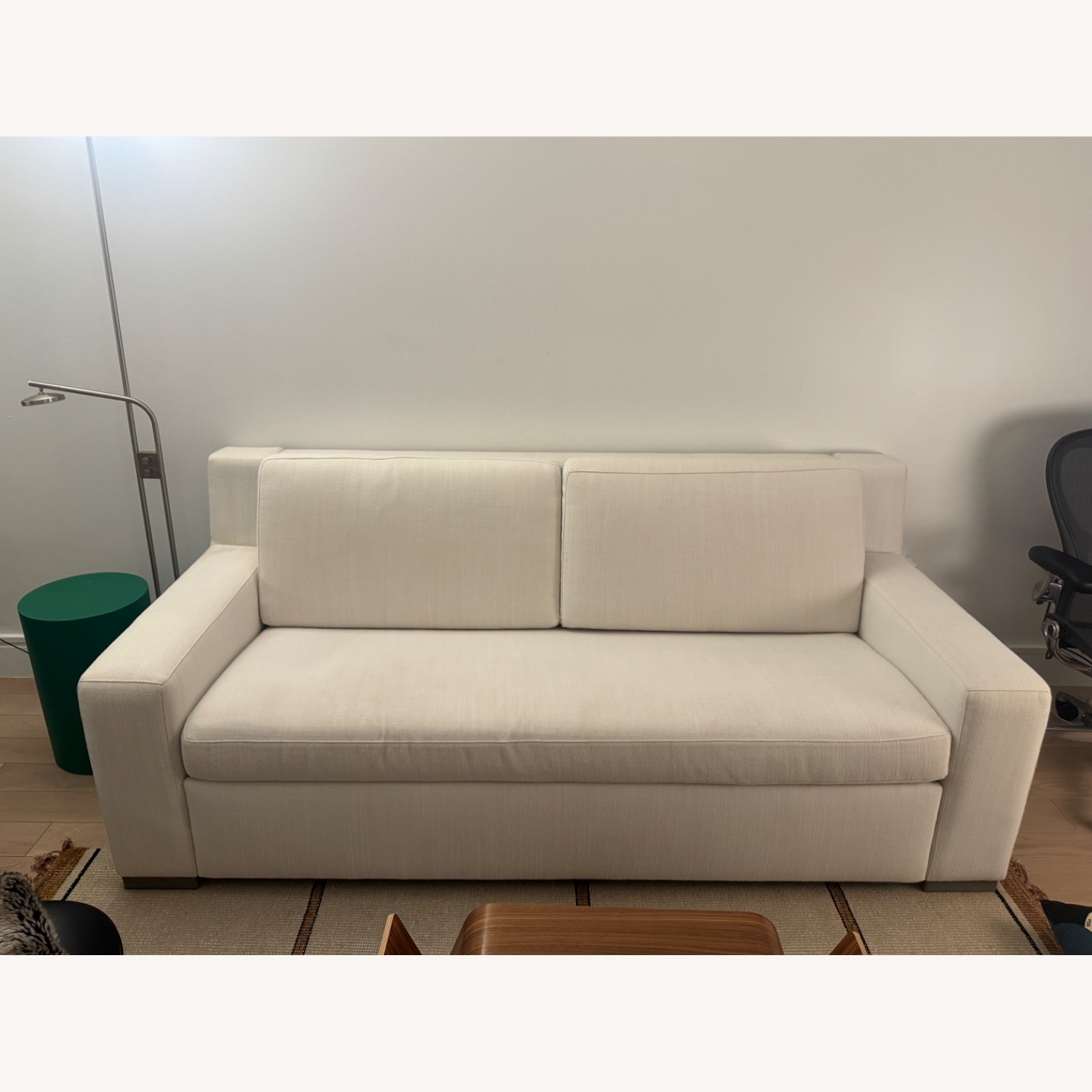Restoration Hardware White Fabric Sleeper Sofa - image-1