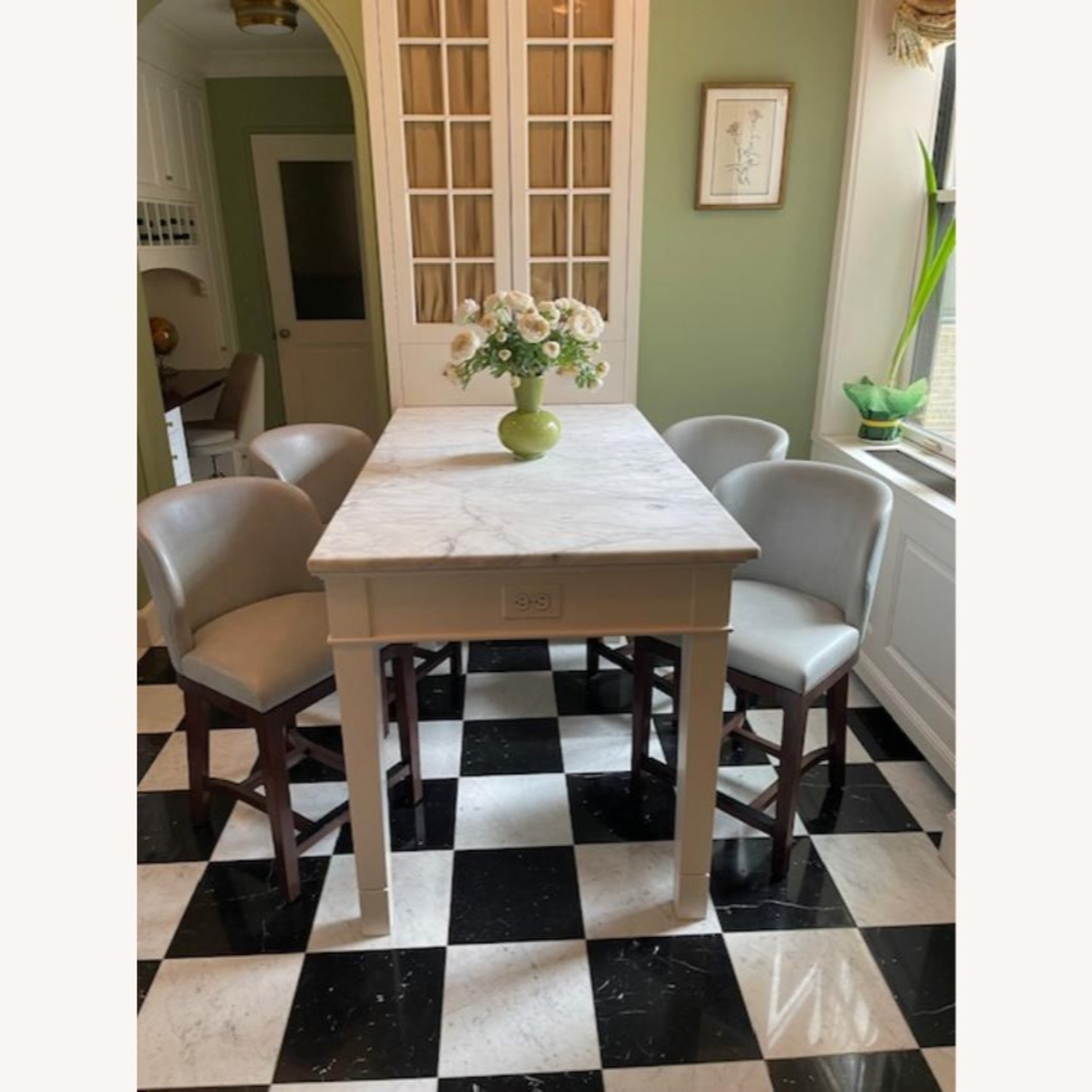 Custom Made Leather Counter Swivel Stools - image-5