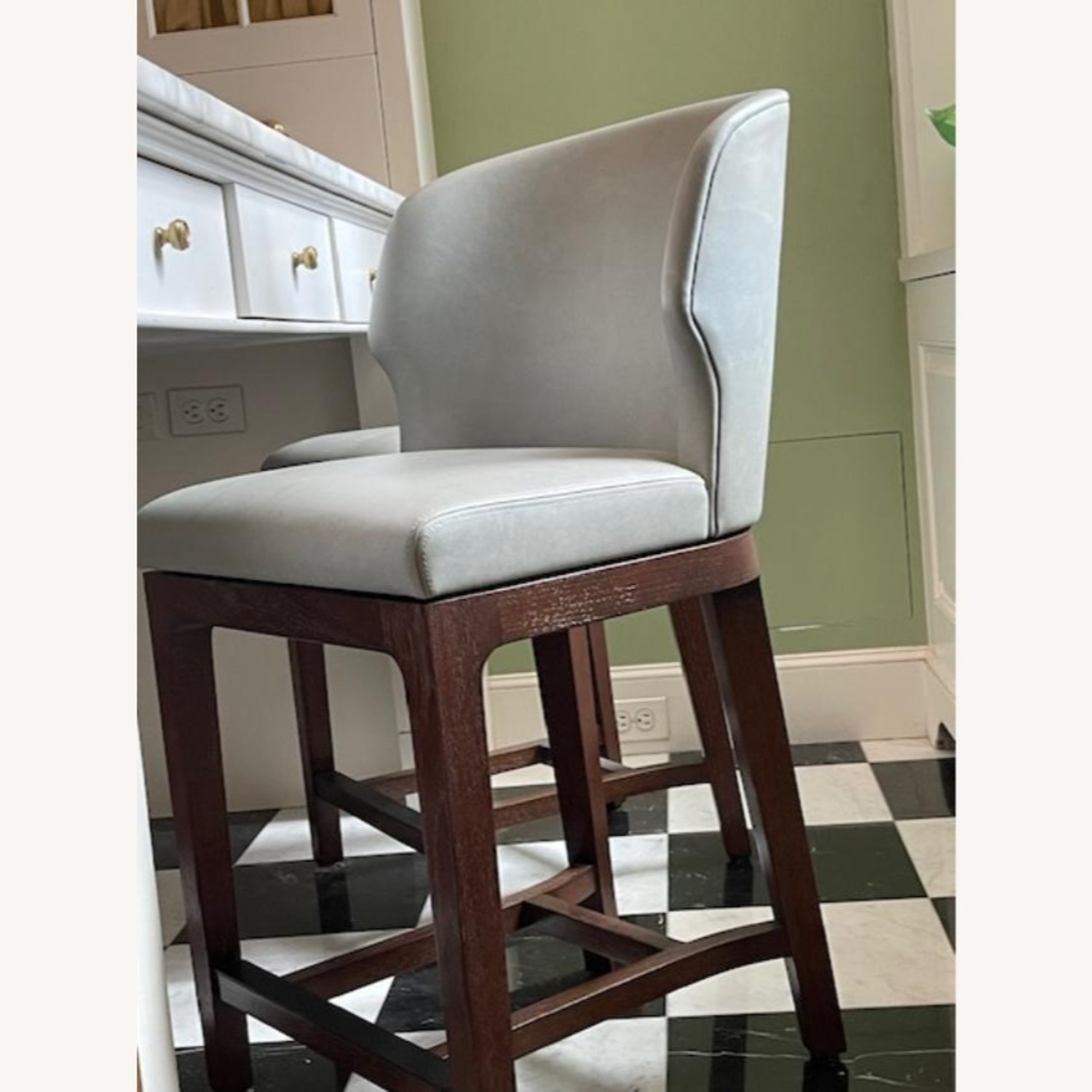 Custom Made Leather Counter Swivel Stools - image-1