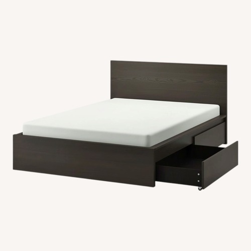 Used IKEA Malm Black Queen Bed with Storage for sale on AptDeco