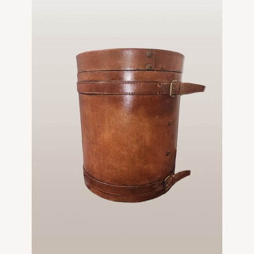 Used Global Views Light Brown Leather Side Table for sale on AptDeco