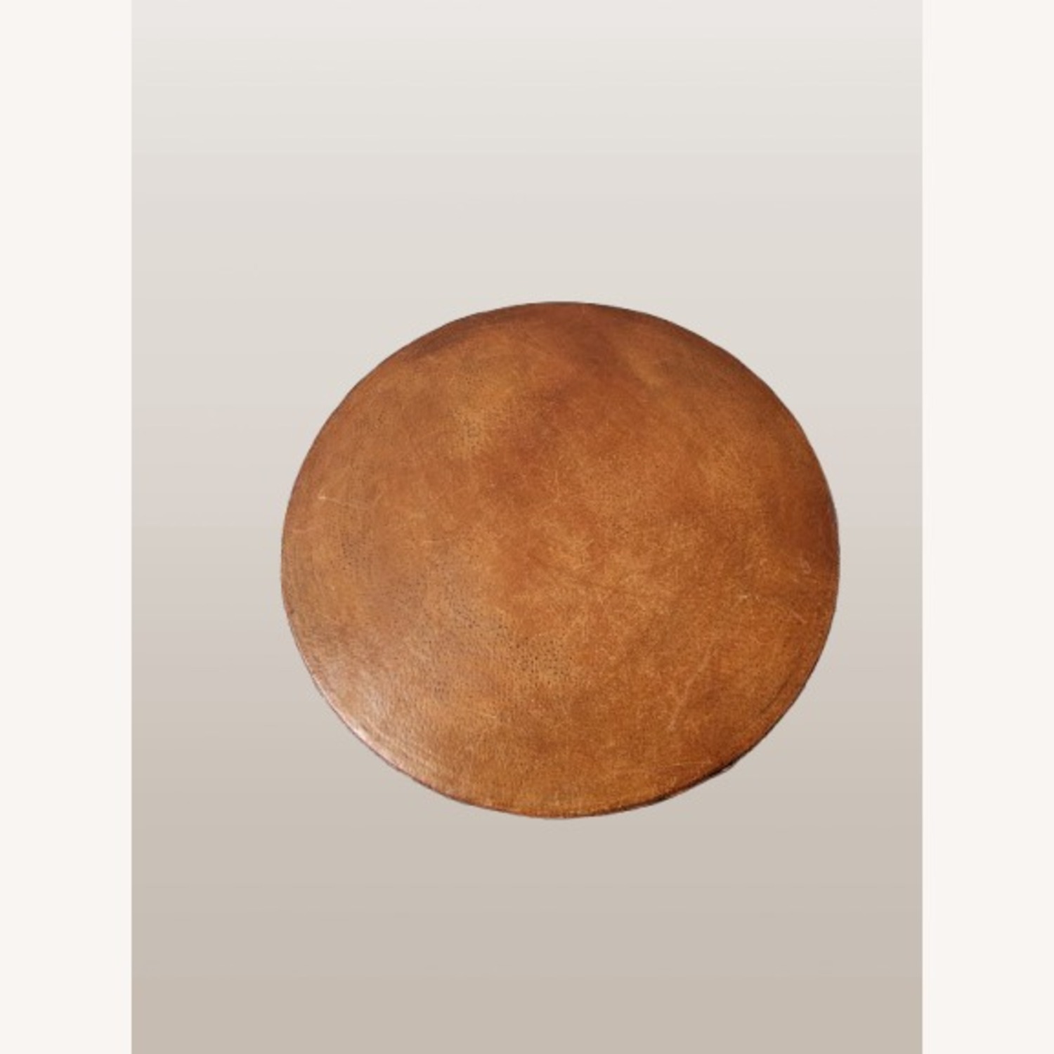 Global Views Light Brown Leather Side Table - image-3