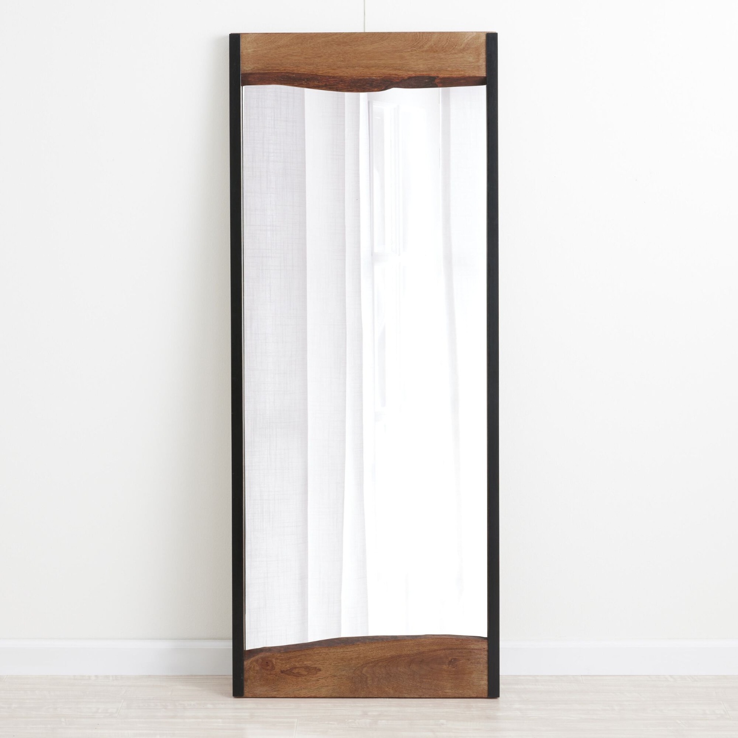 Walnut Brown Live Edge Leaning Full Length Mirror - image-4