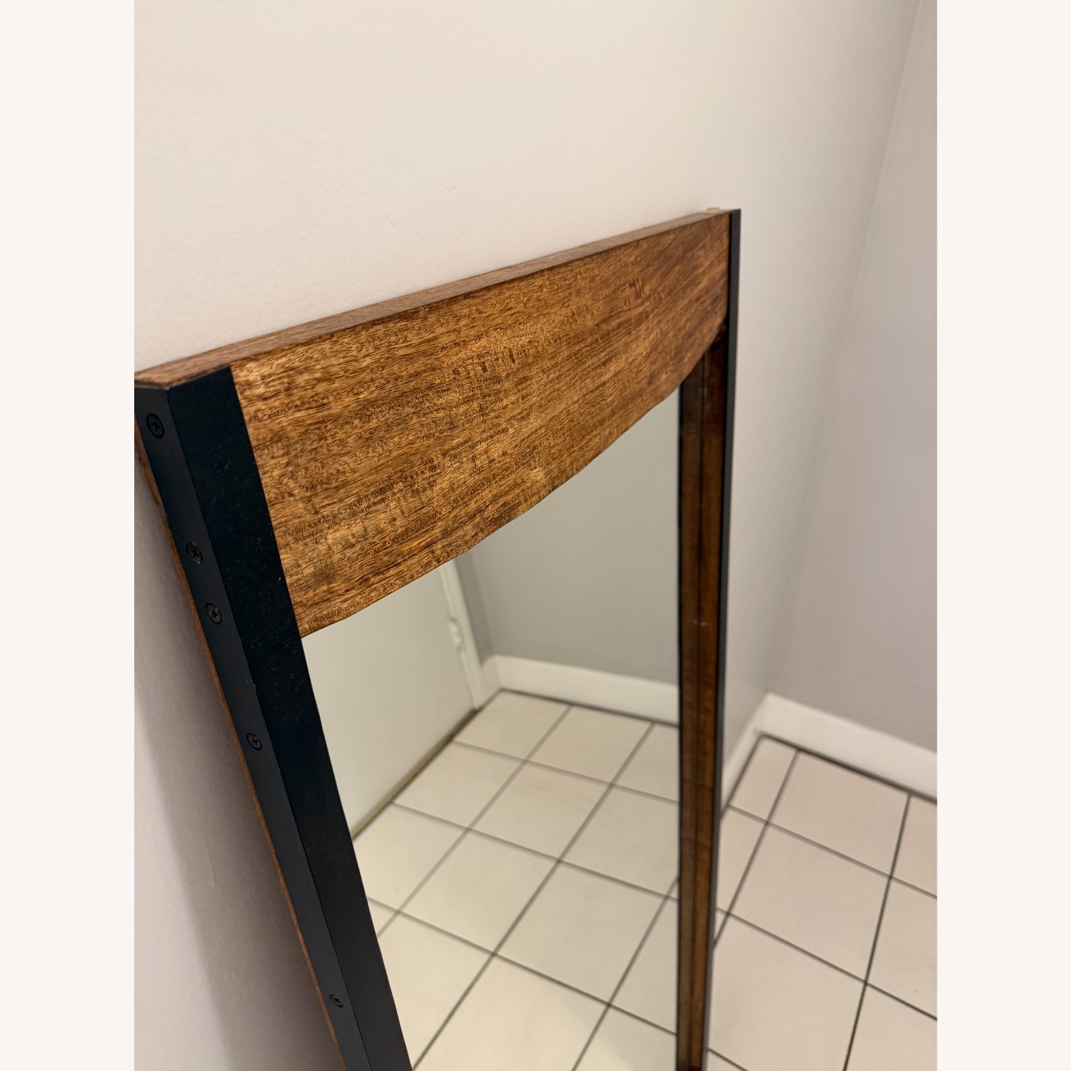 Walnut Brown Live Edge Leaning Full Length Mirror - image-2
