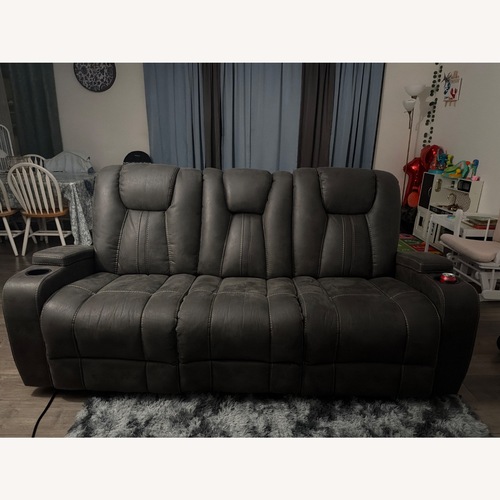 Used Bob's Discount Viking Graphite 83'' Manual Reclining Sofa with USB Port for sale on AptDeco