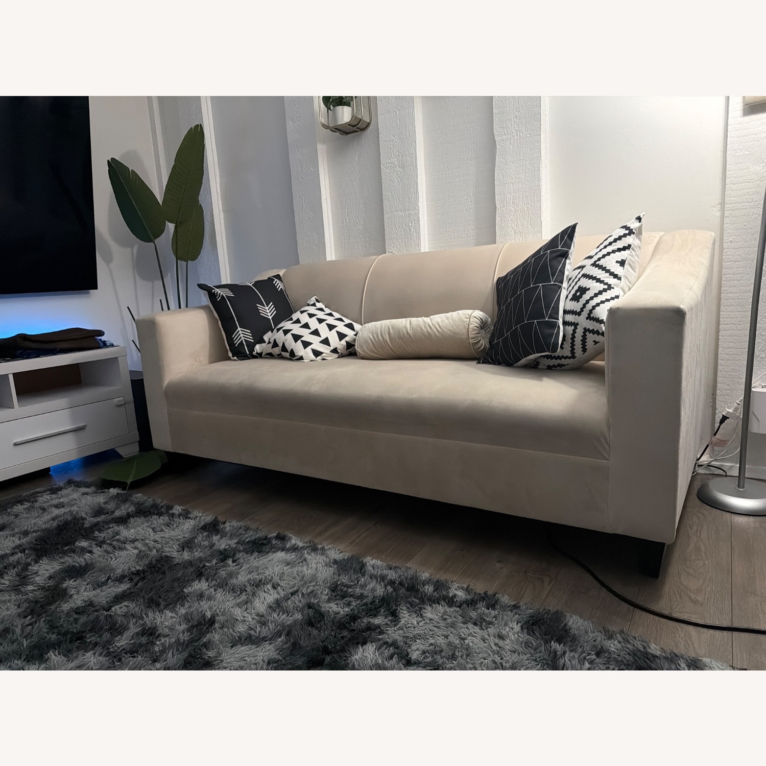 Mikasa White Velvet 3+ Seater Sofa - image-2