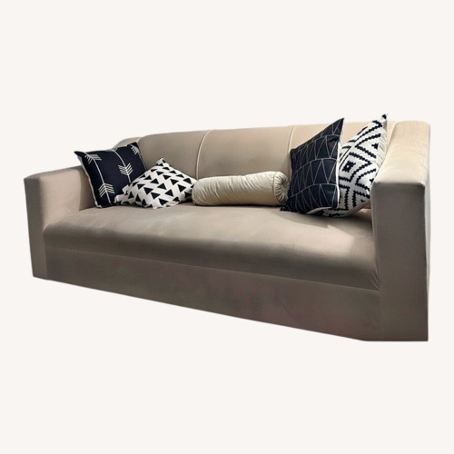 Used Mikasa White Velvet 3+ Seater Sofa for sale on AptDeco