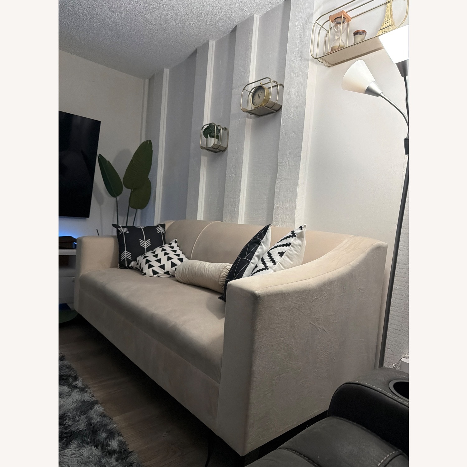 Mikasa White Velvet 3+ Seater Sofa - image-3