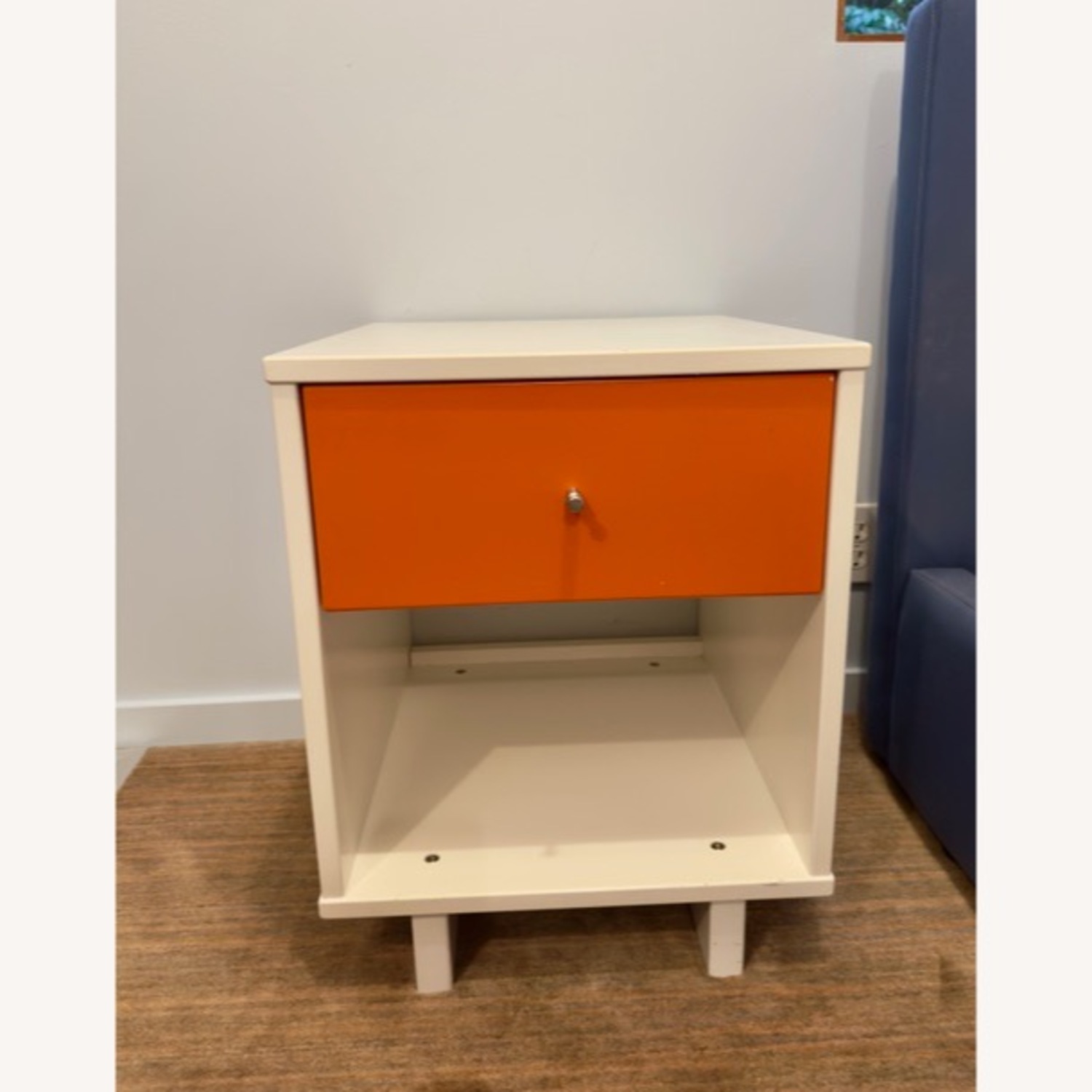 Room & Board Moda White Nightstand With Orange Drawer - image-1