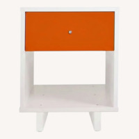 Room & Board Moda White Nightstand With Orange Drawer