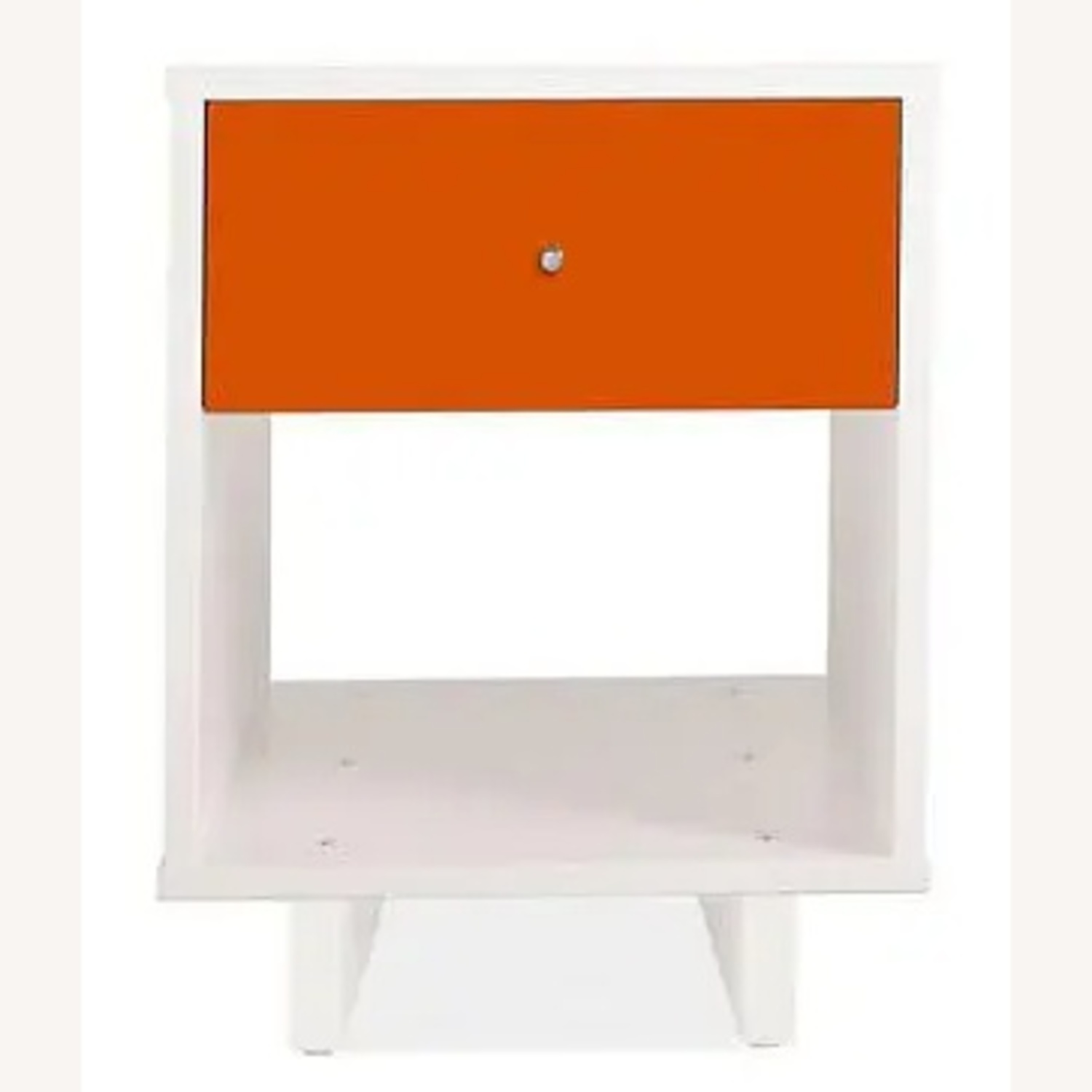 Room & Board Moda White Nightstand With Orange Drawer - image-4