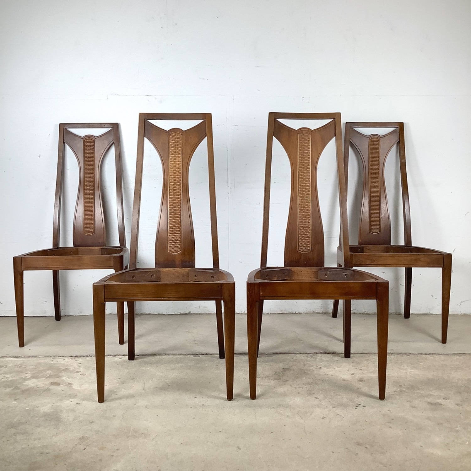 Set 4 MCM Walnut High-Back Dining Chairs - image-1