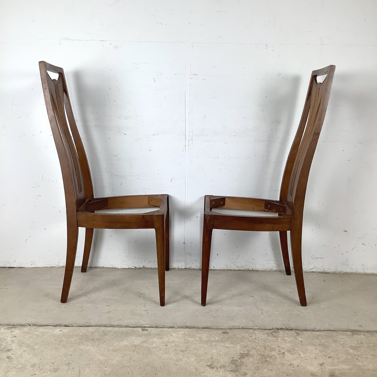 Set 4 MCM Walnut High-Back Dining Chairs - image-6