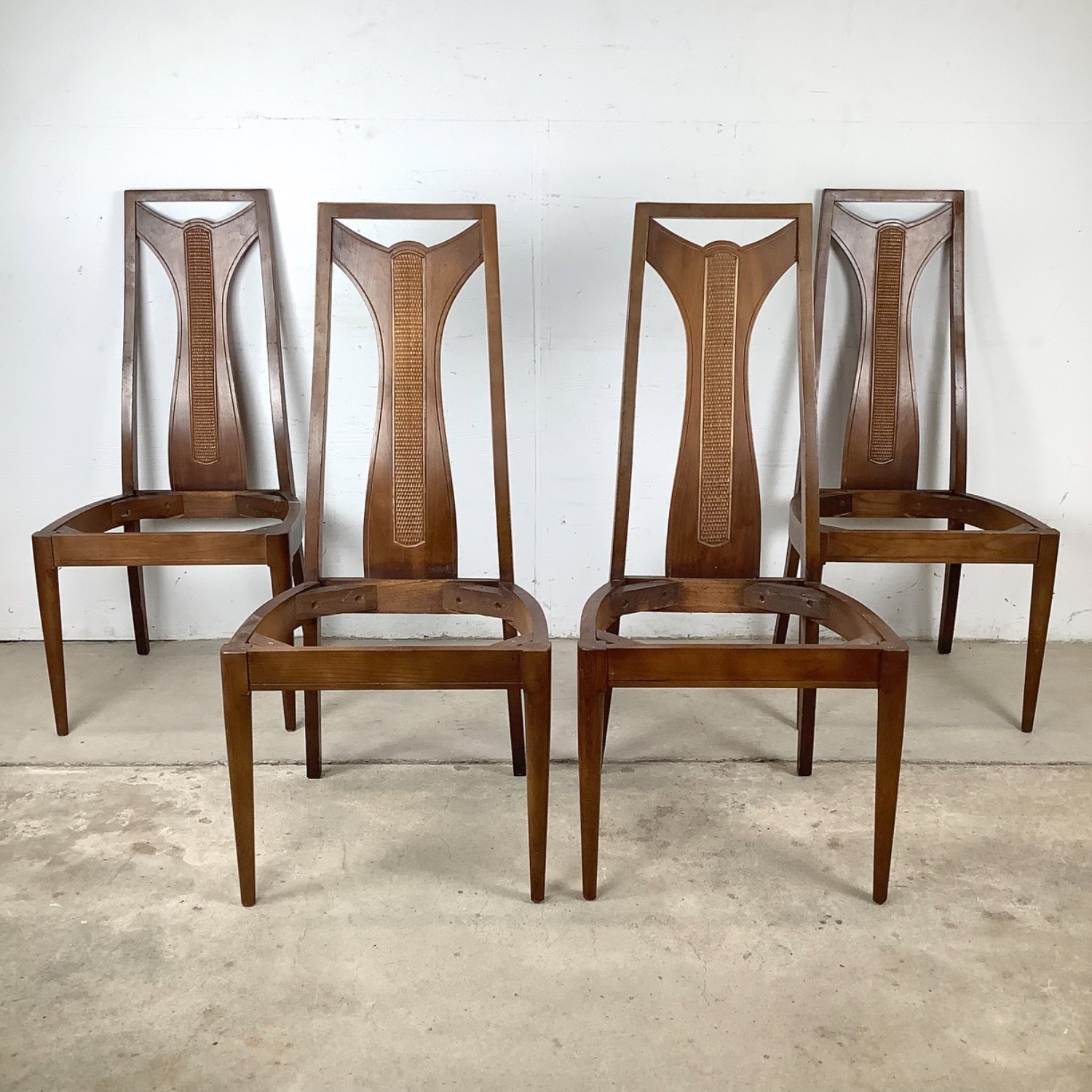 Set 4 MCM Walnut High-Back Dining Chairs - image-19