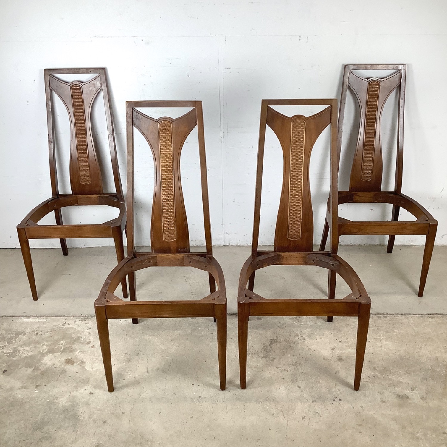 Set 4 MCM Walnut High-Back Dining Chairs - image-2