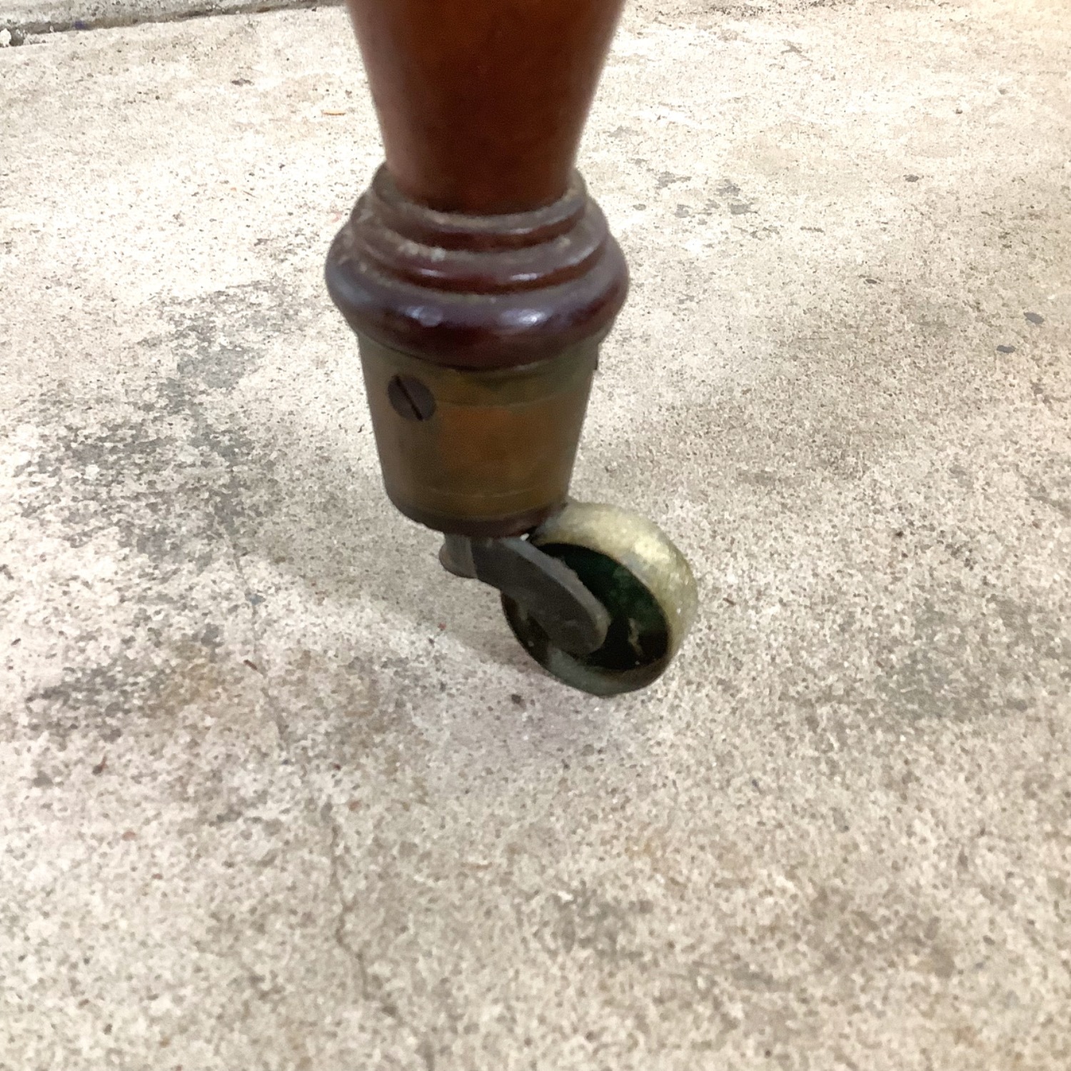 Antique Drop-Leaf Table, Spool Legs, Brass Casters - image-10