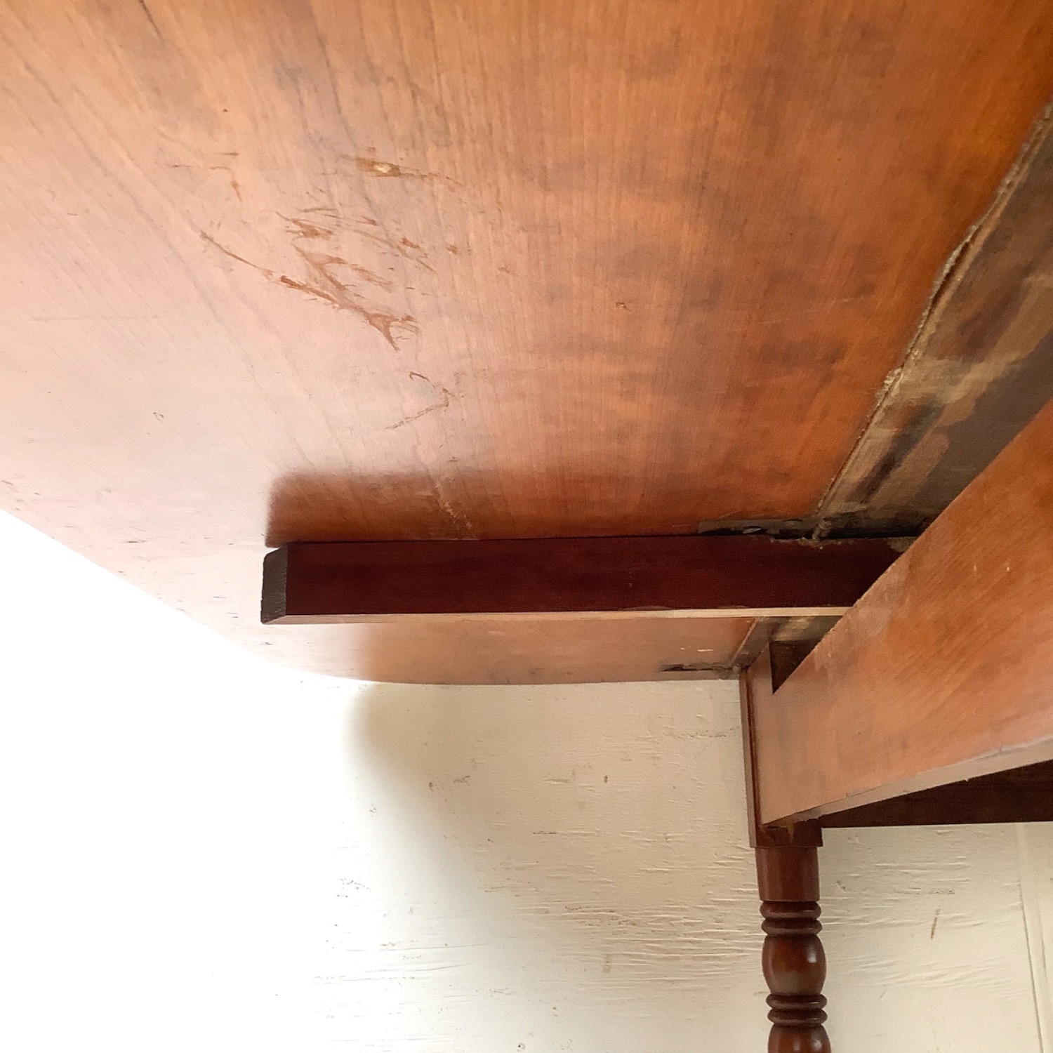 Antique Drop-Leaf Table, Spool Legs, Brass Casters - image-14