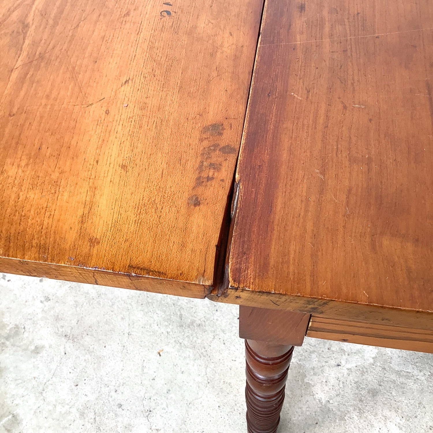 Antique Drop-Leaf Table, Spool Legs, Brass Casters - image-13