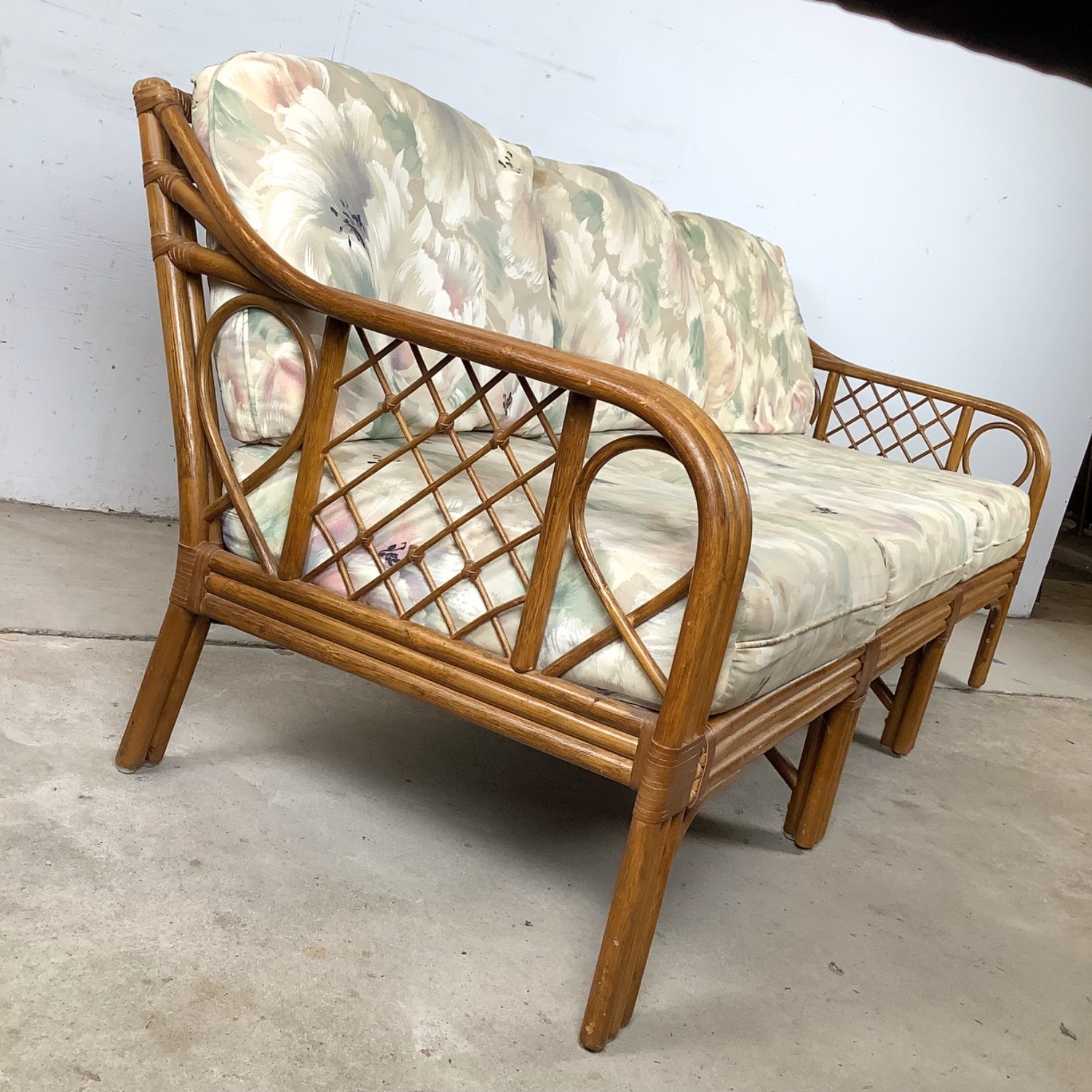 Vintage Rattan Three-Seat Sofa - image-11