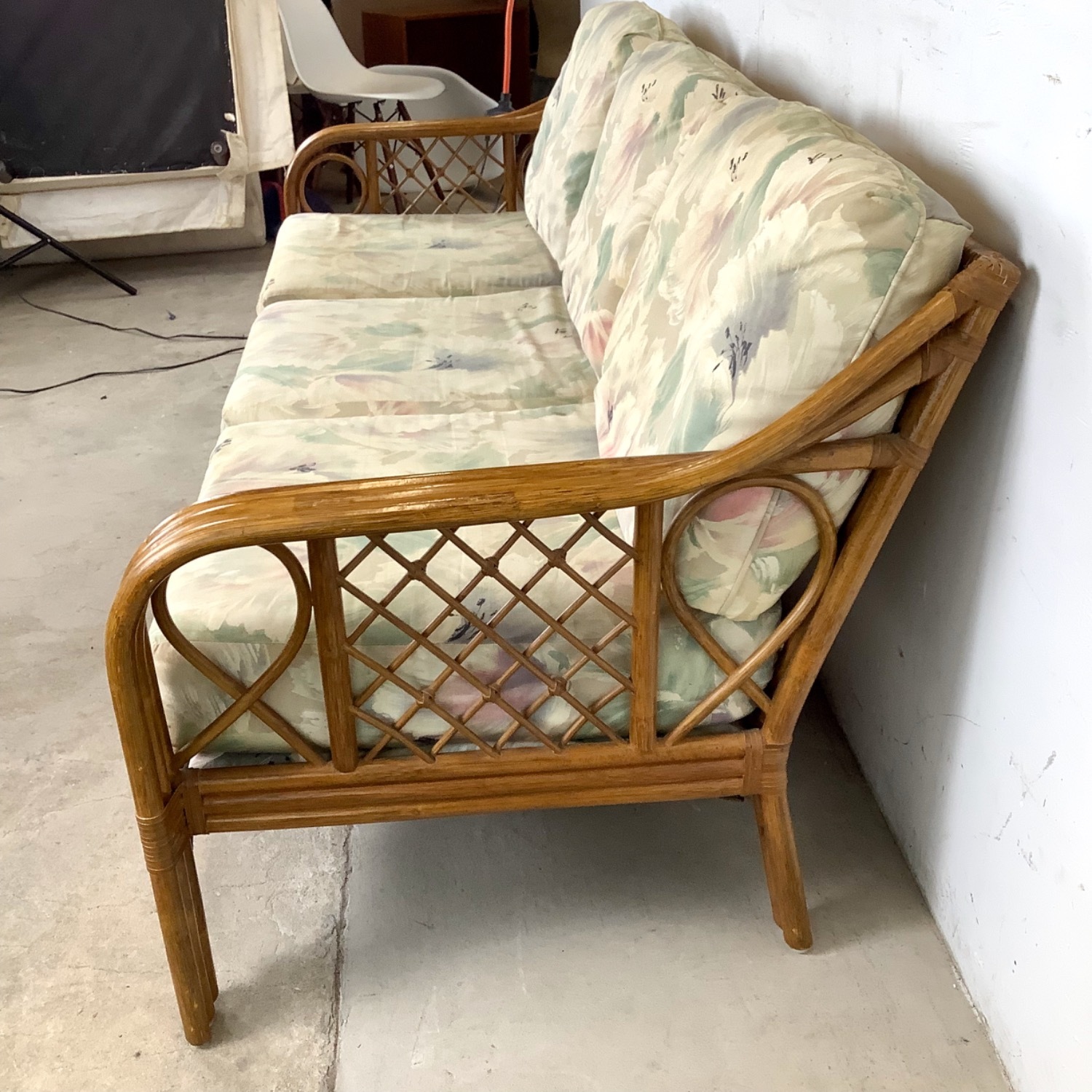 Vintage Rattan Three-Seat Sofa - image-7