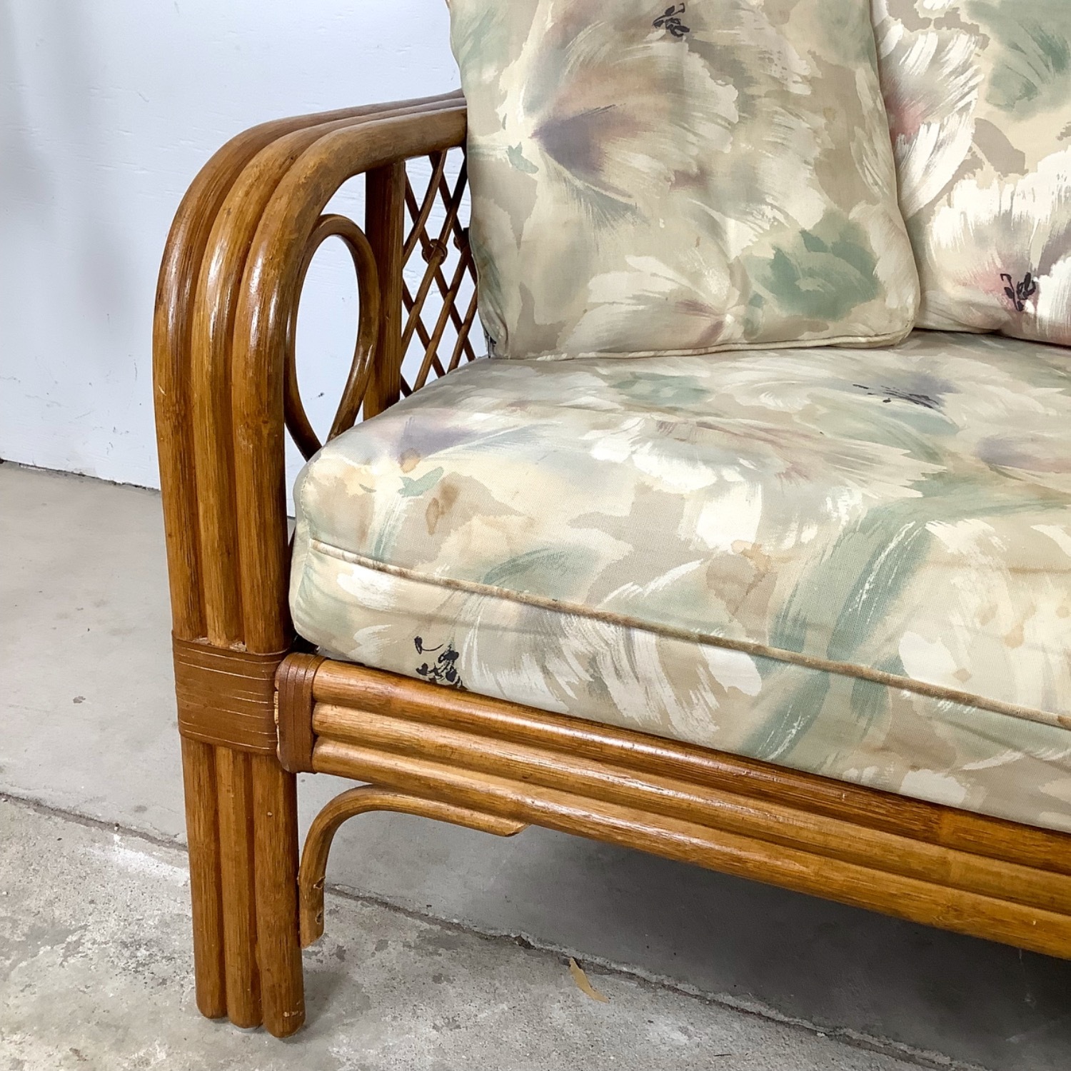 Vintage Rattan Three-Seat Sofa - image-5