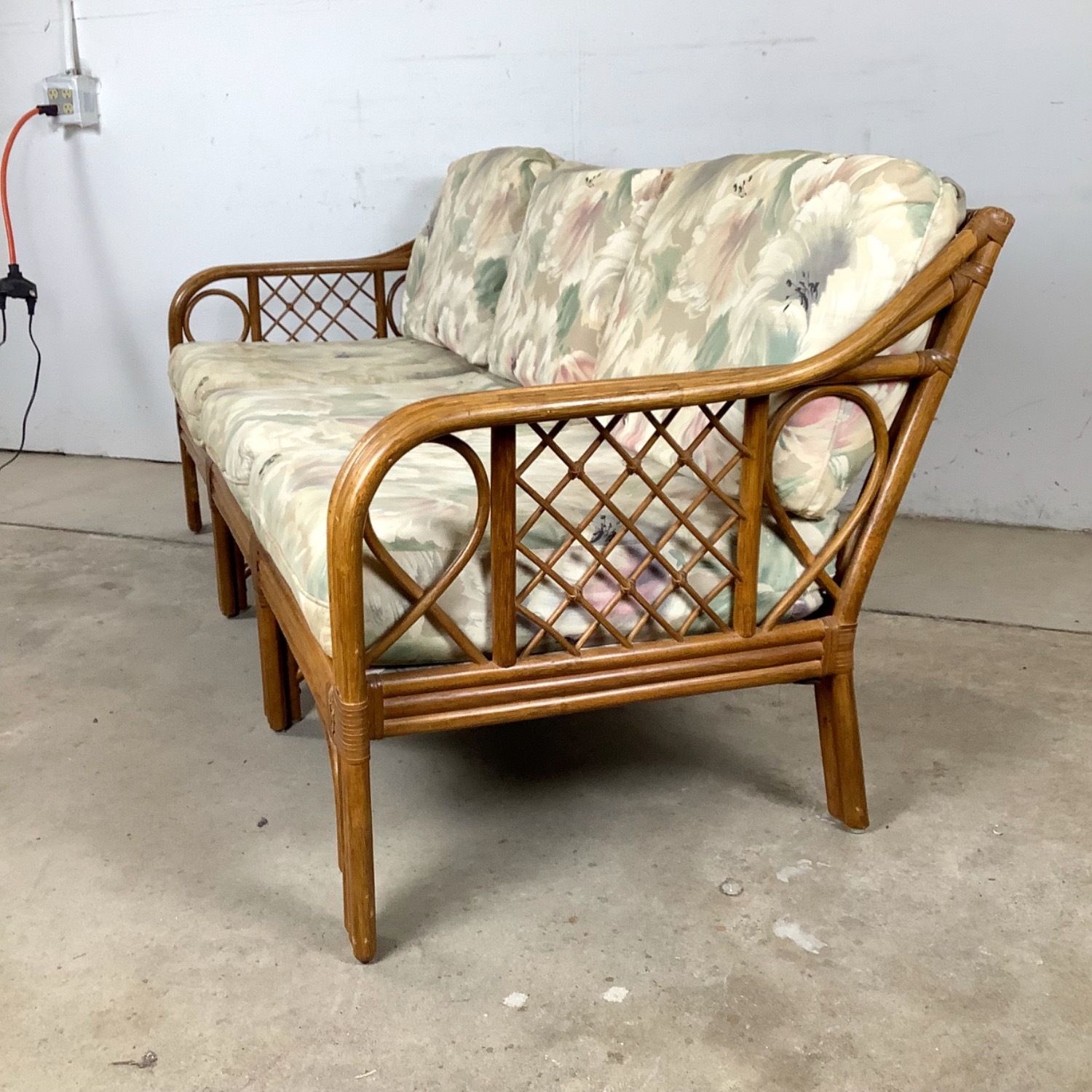 Vintage Rattan Three-Seat Sofa - image-10