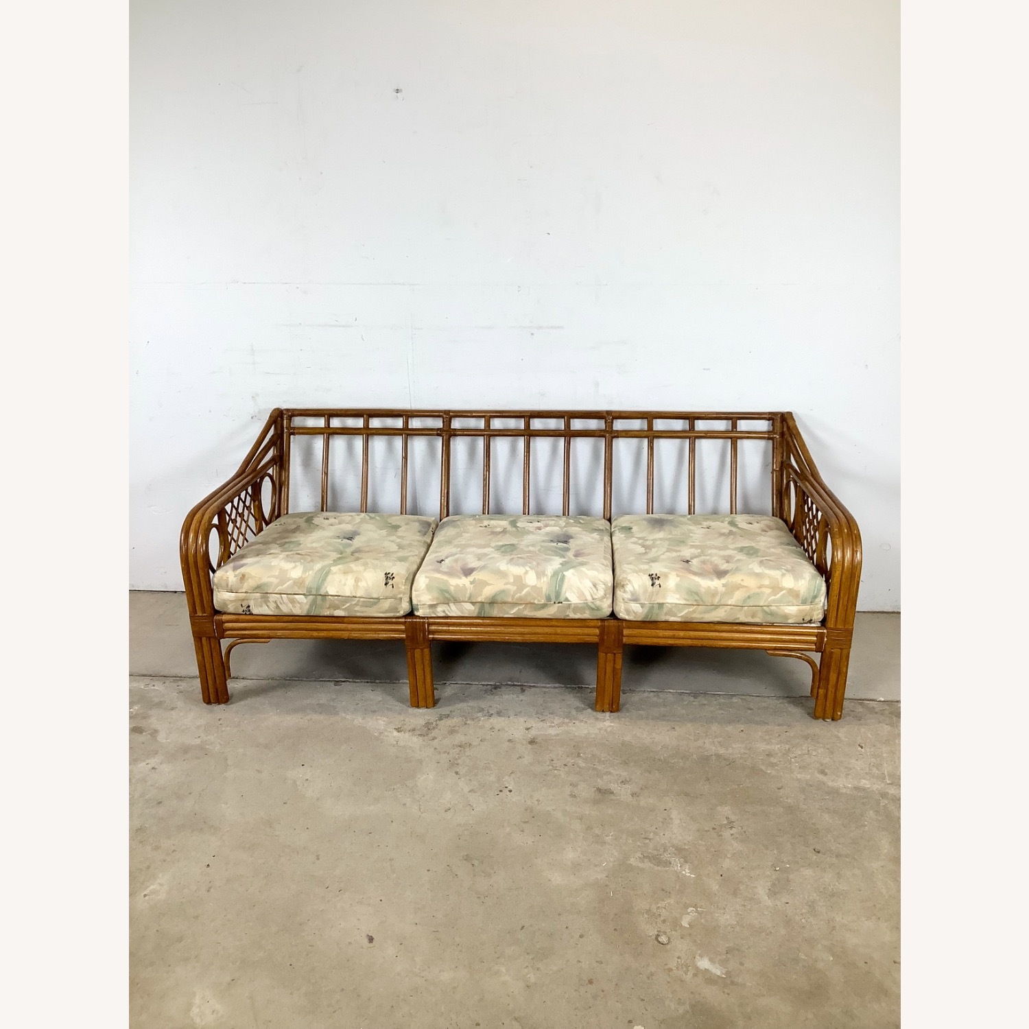 Vintage Rattan Three-Seat Sofa - image-13