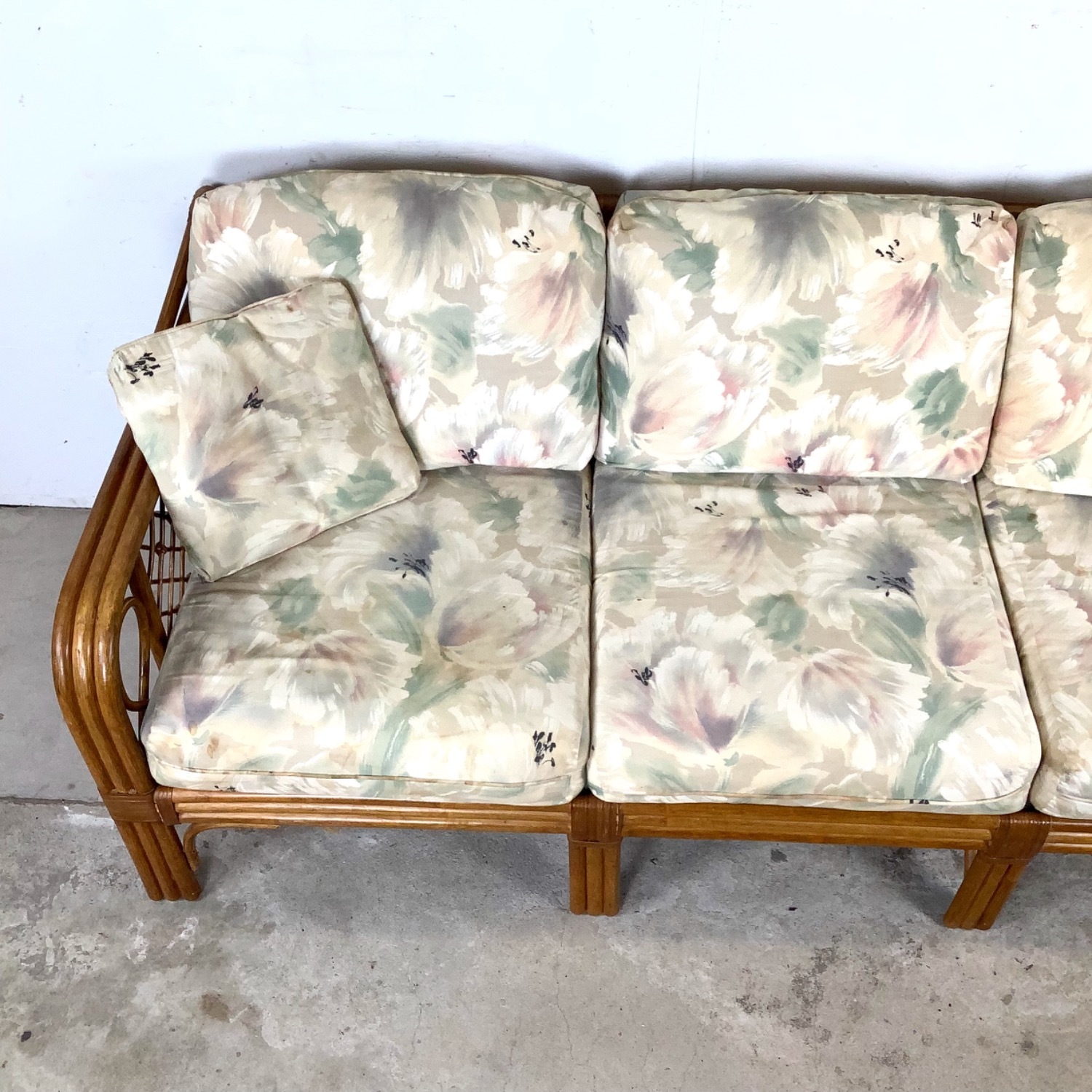 Vintage Rattan Three-Seat Sofa - image-3
