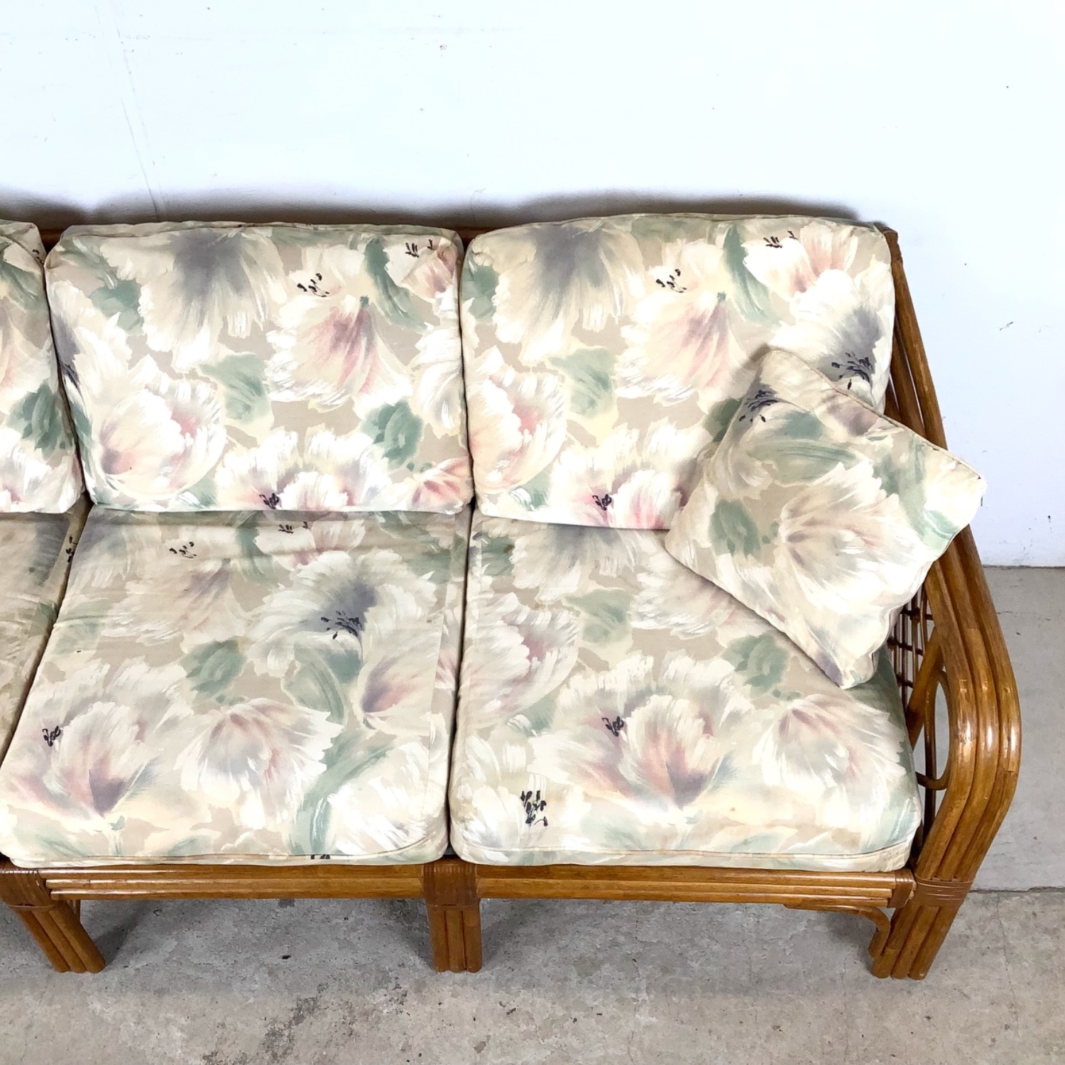 Vintage Rattan Three-Seat Sofa - image-4