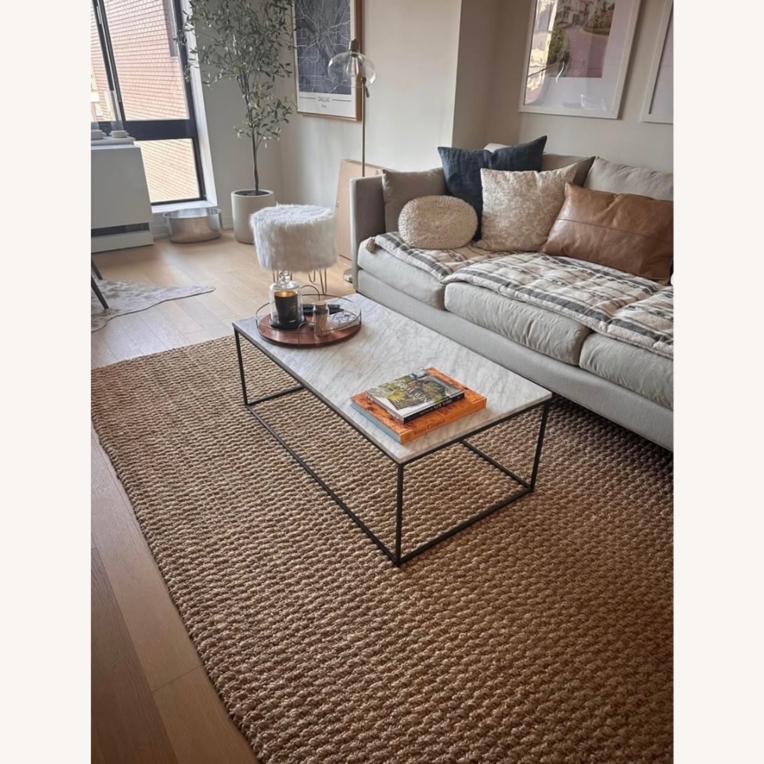 West Elm White Marble Streamline Rectangle Coffee Table (44") - image-2