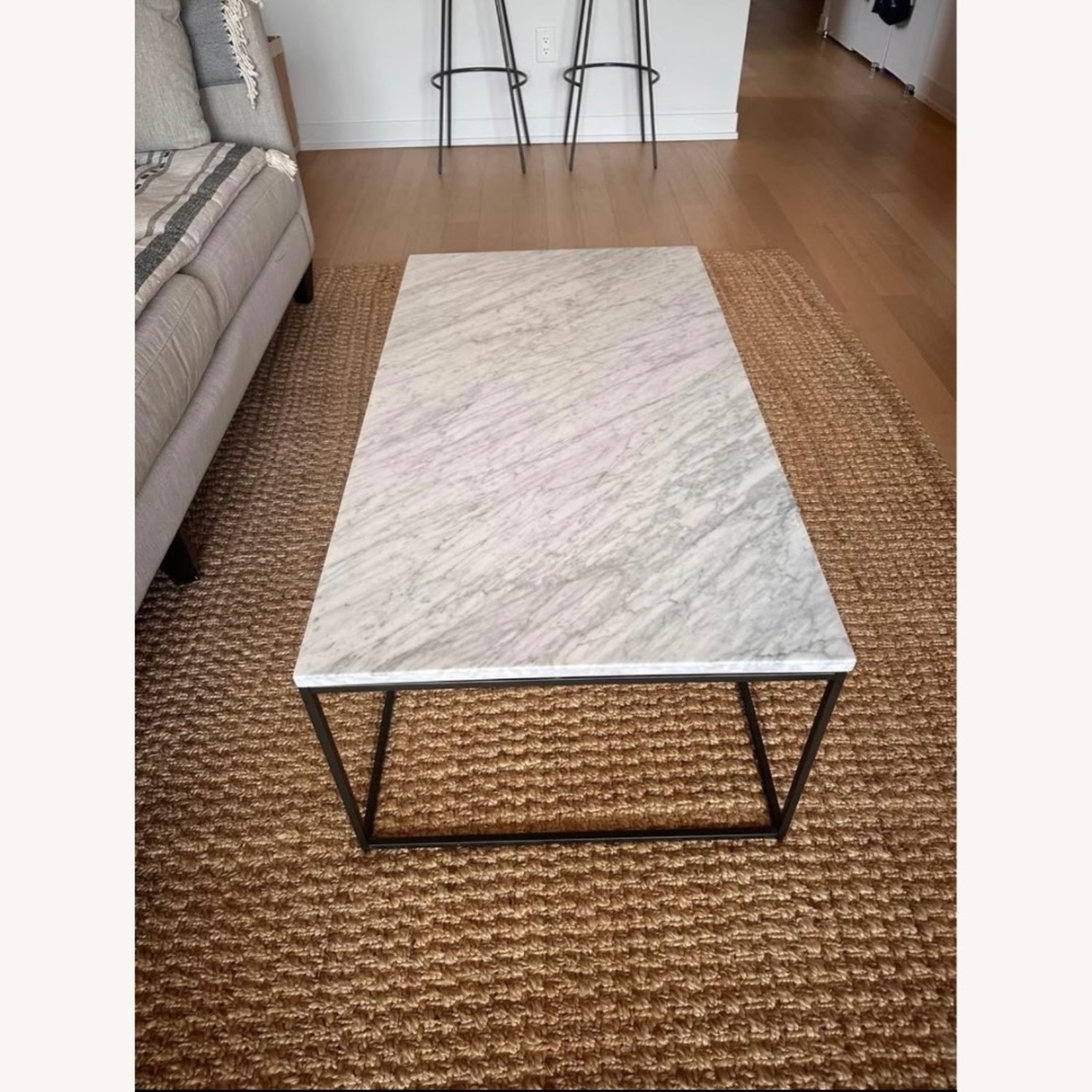 West Elm White Marble Streamline Rectangle Coffee Table (44") - image-1